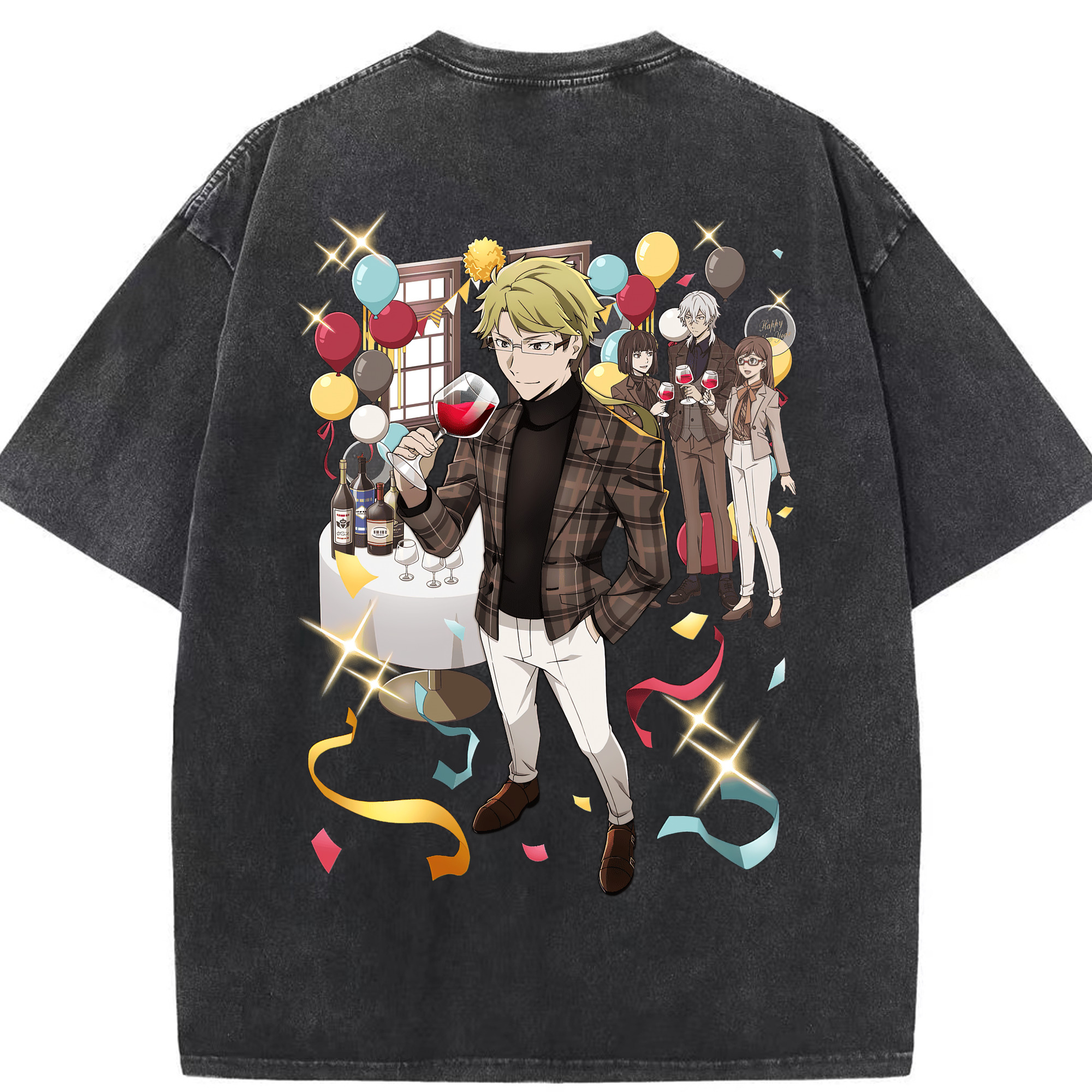 （画像用） 文豪ストレイドッグス Bungo Stray Dogs 綿100% ヴィンテージ風 半袖Tシャツ（背面プリント）