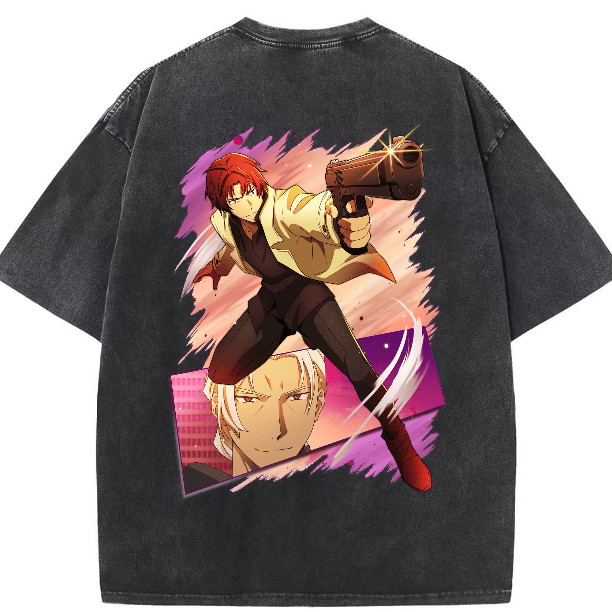 （画像用） 文豪ストレイドッグス Bungo Stray Dogs 綿100% ヴィンテージ風 半袖Tシャツ（背面プリント）