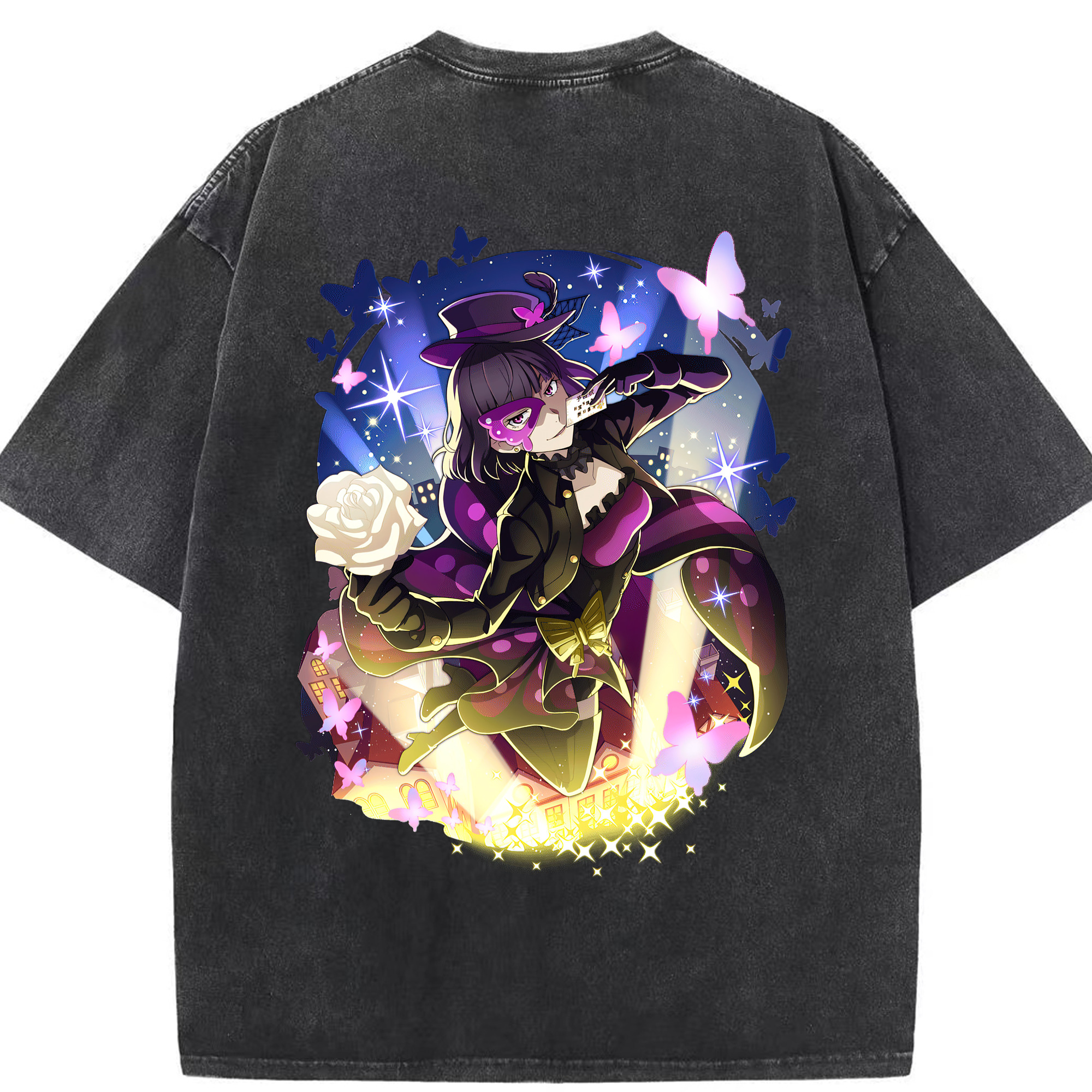（画像用） 文豪ストレイドッグス Bungo Stray Dogs 綿100% ヴィンテージ風 半袖Tシャツ（背面プリント）
