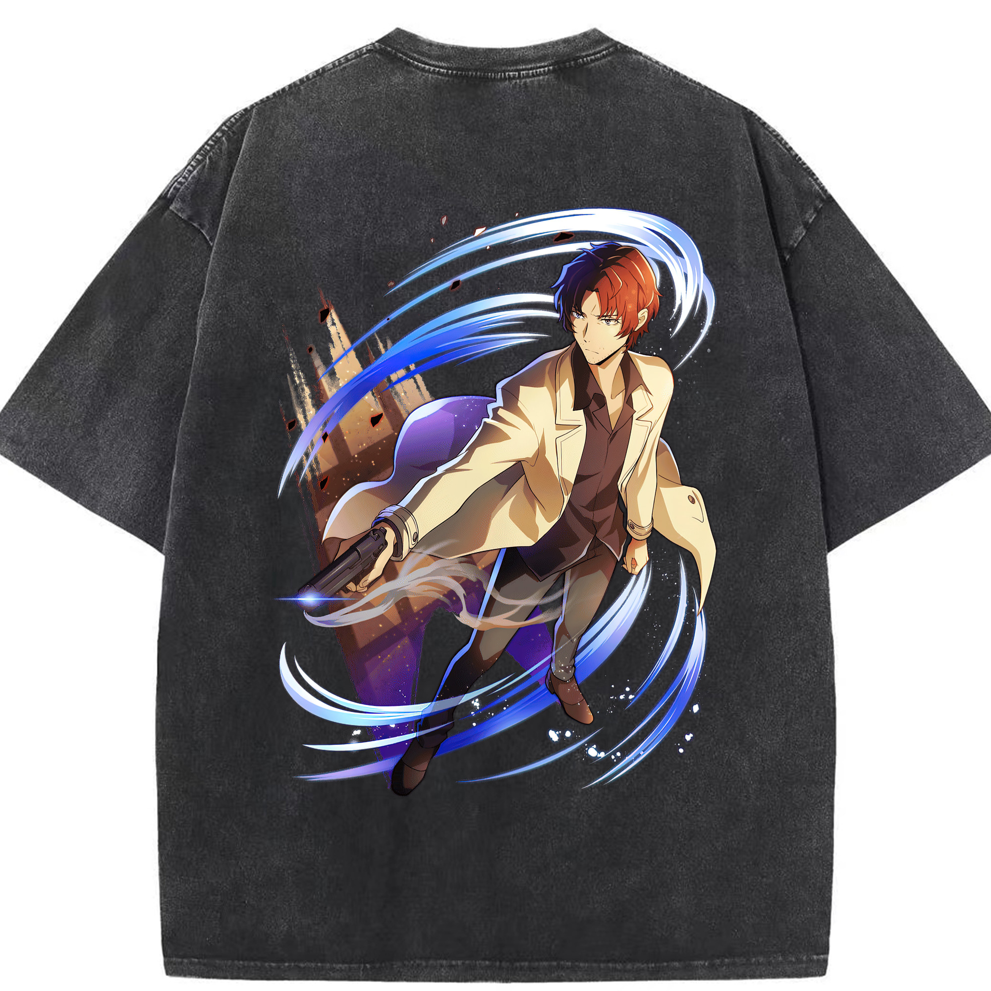 （画像用） 文豪ストレイドッグス Bungo Stray Dogs 綿100% ヴィンテージ風 半袖Tシャツ（背面プリント）