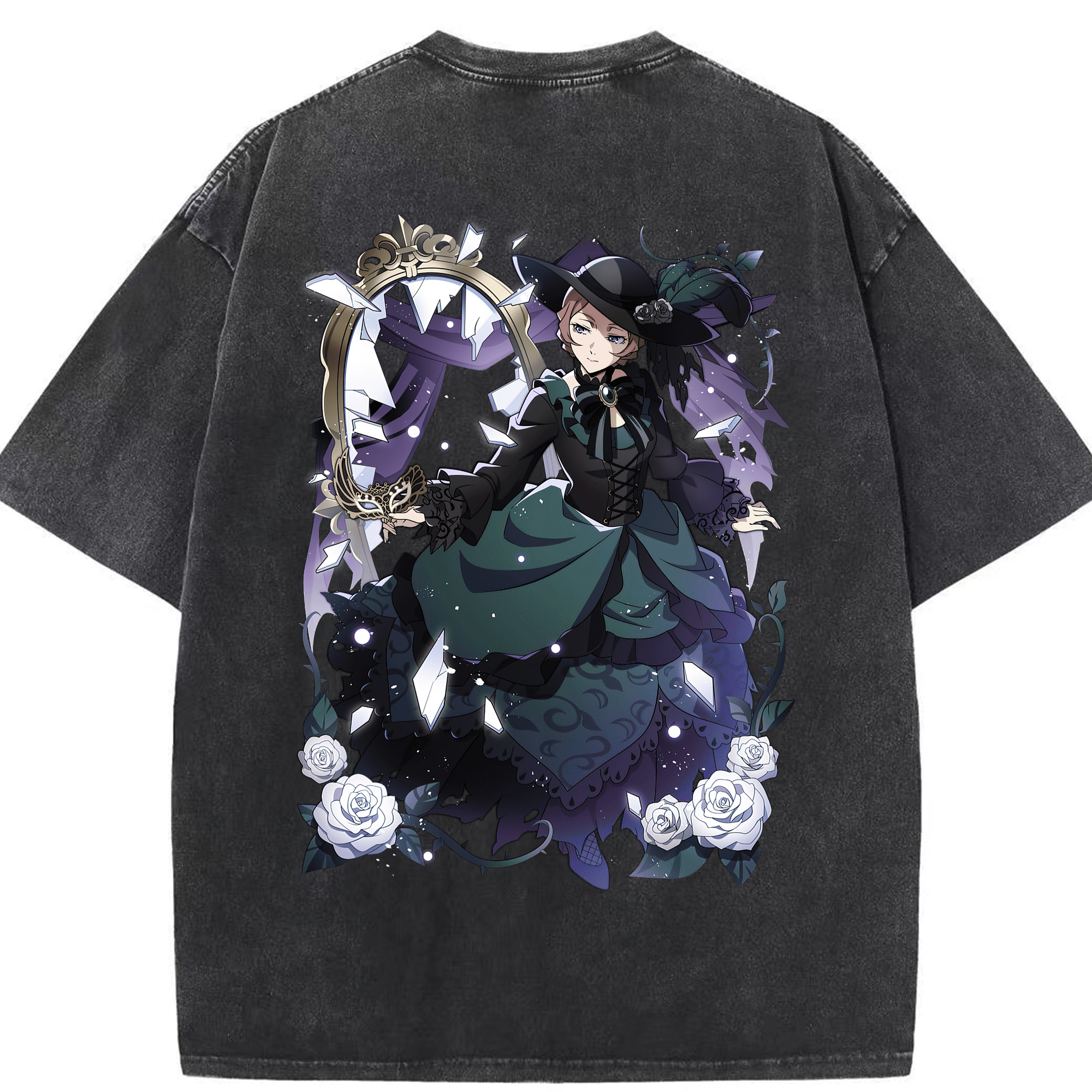 （画像用） 文豪ストレイドッグス Bungo Stray Dogs 綿100% ヴィンテージ風 半袖Tシャツ（背面プリント）