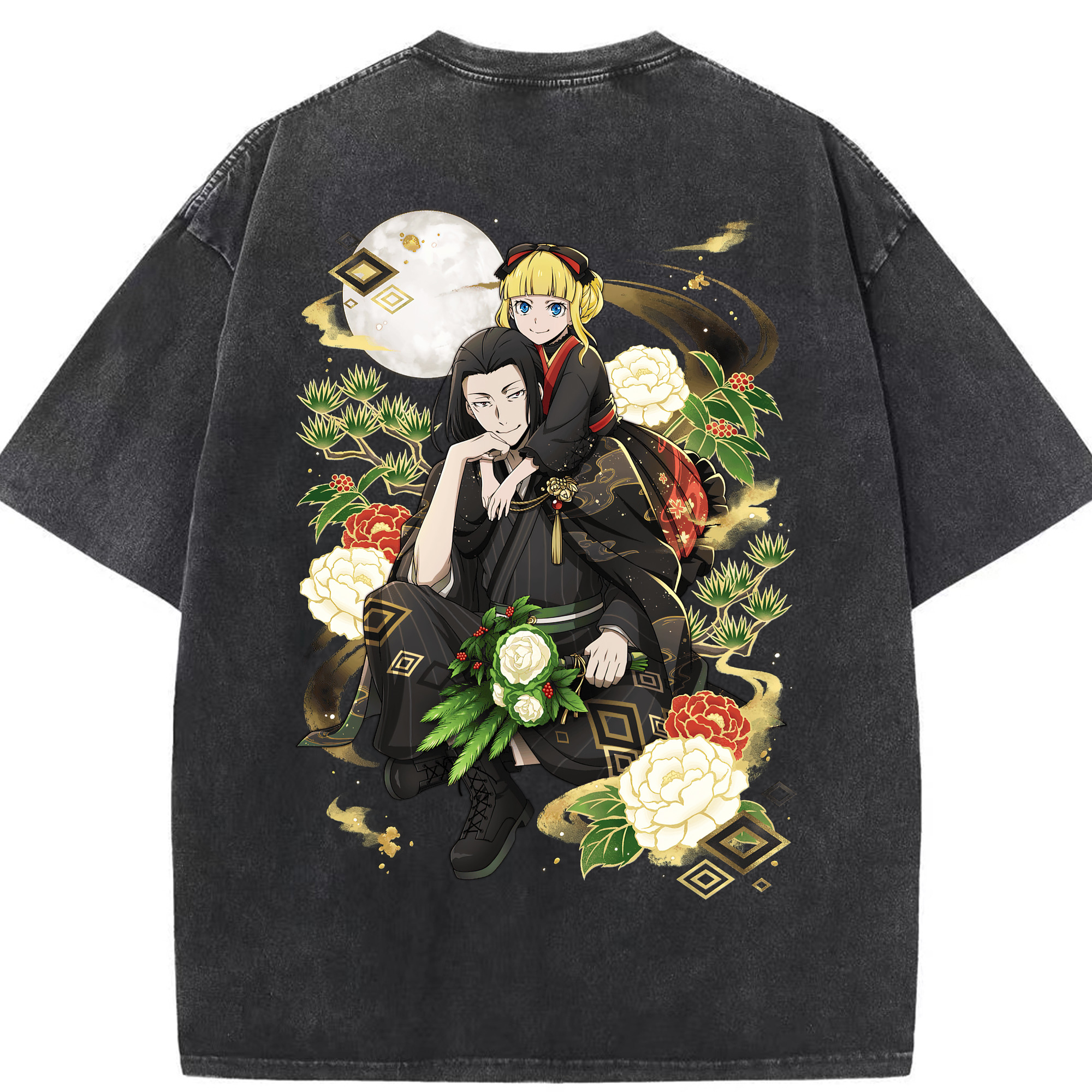 （画像用） 文豪ストレイドッグス Bungo Stray Dogs 綿100% ヴィンテージ風 半袖Tシャツ（背面プリント）