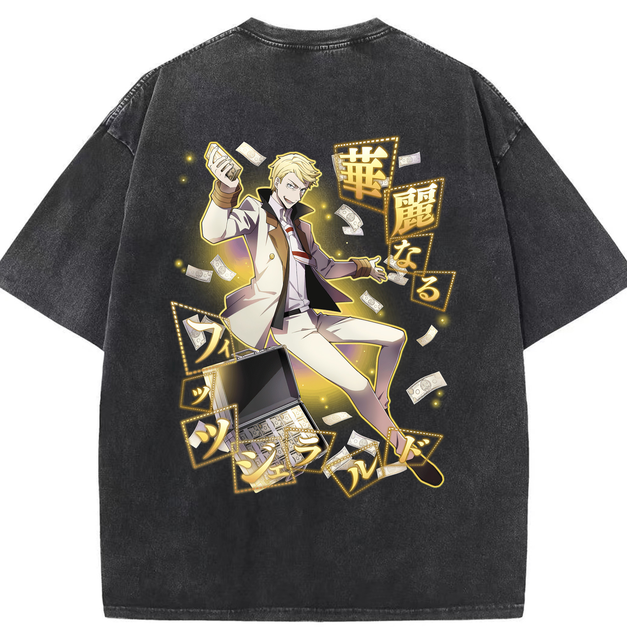 （画像用） 文豪ストレイドッグス Bungo Stray Dogs 綿100% ヴィンテージ風 半袖Tシャツ（背面プリント）