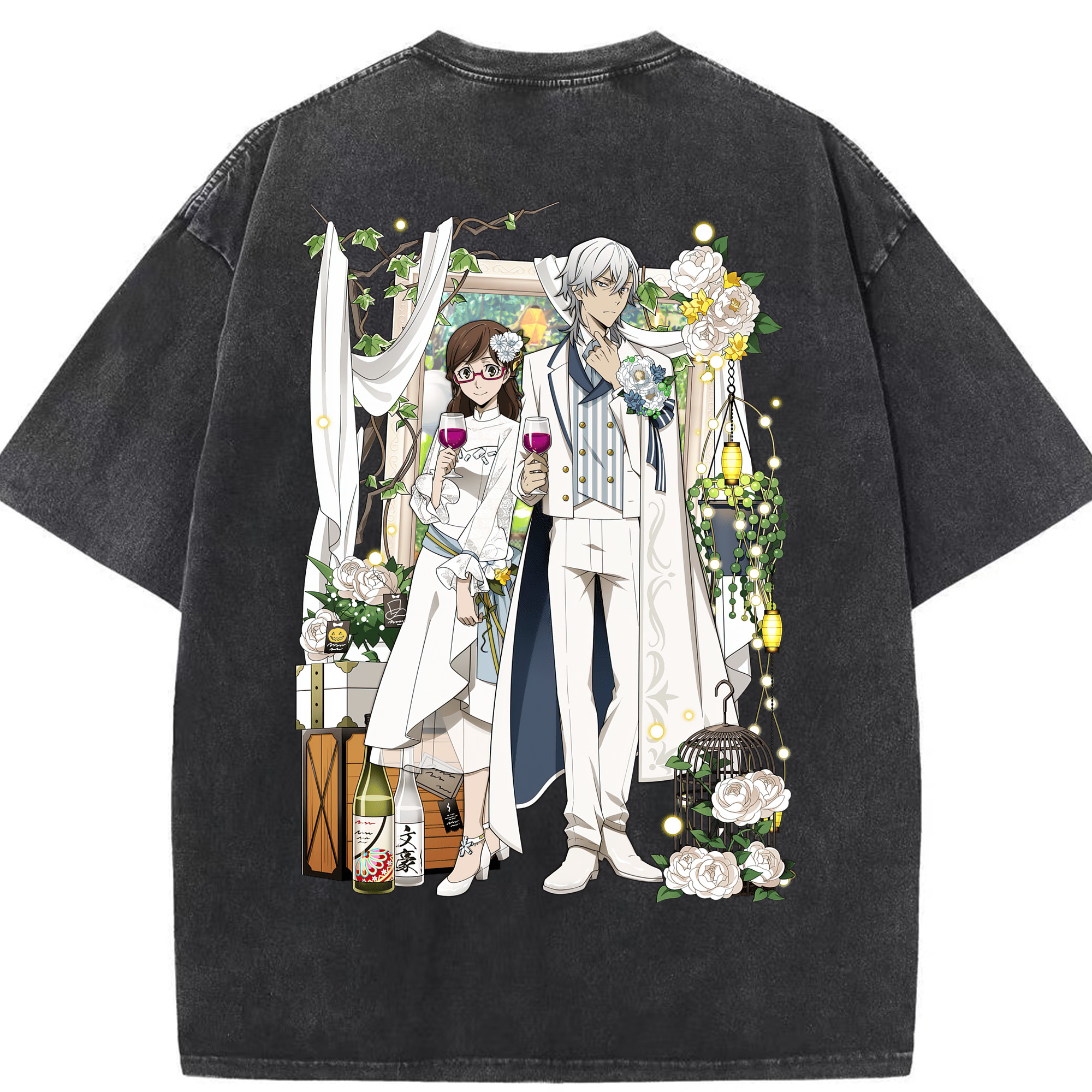 （画像用） 文豪ストレイドッグス Bungo Stray Dogs 綿100% ヴィンテージ風 半袖Tシャツ（背面プリント）