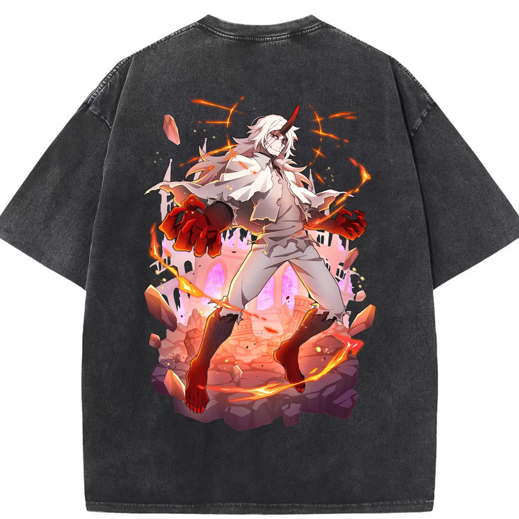 （画像用） 文豪ストレイドッグス Bungo Stray Dogs 綿100% ヴィンテージ風 半袖Tシャツ（背面プリント）