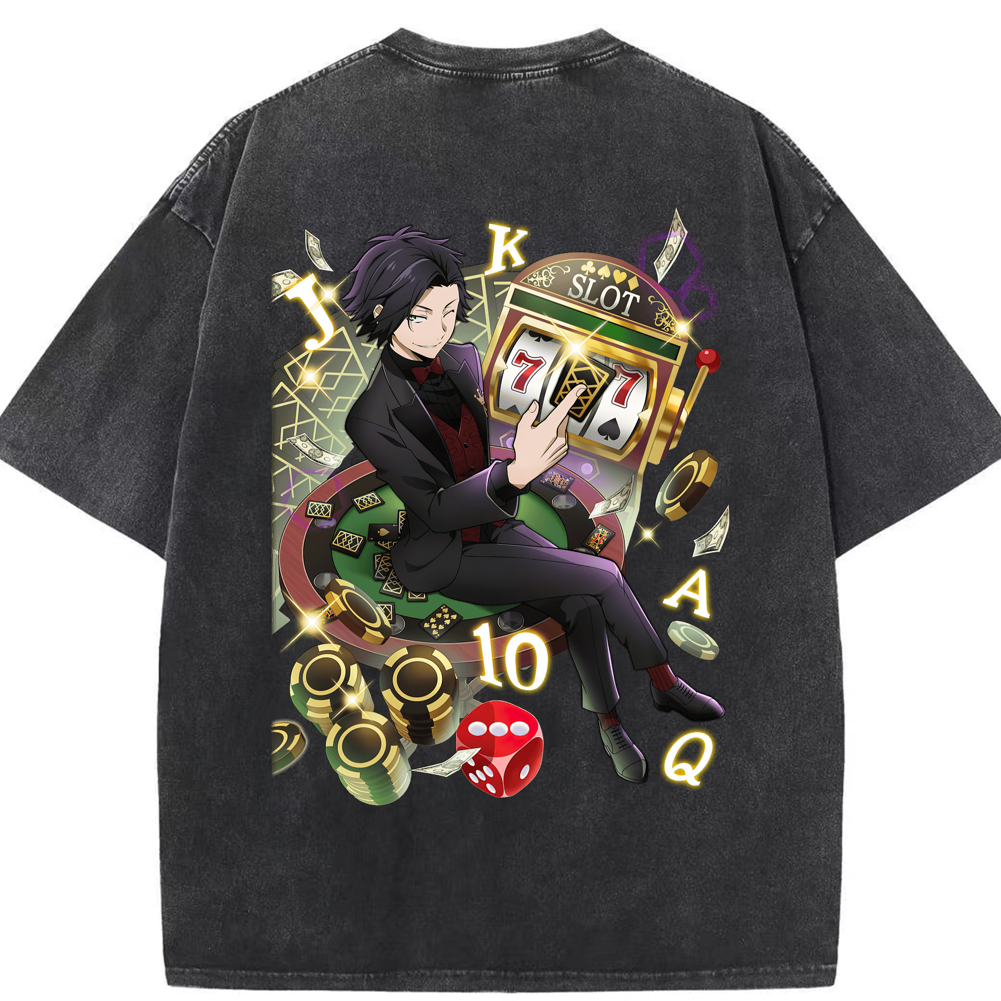 （画像用） 文豪ストレイドッグス Bungo Stray Dogs 綿100% ヴィンテージ風 半袖Tシャツ（背面プリント）
