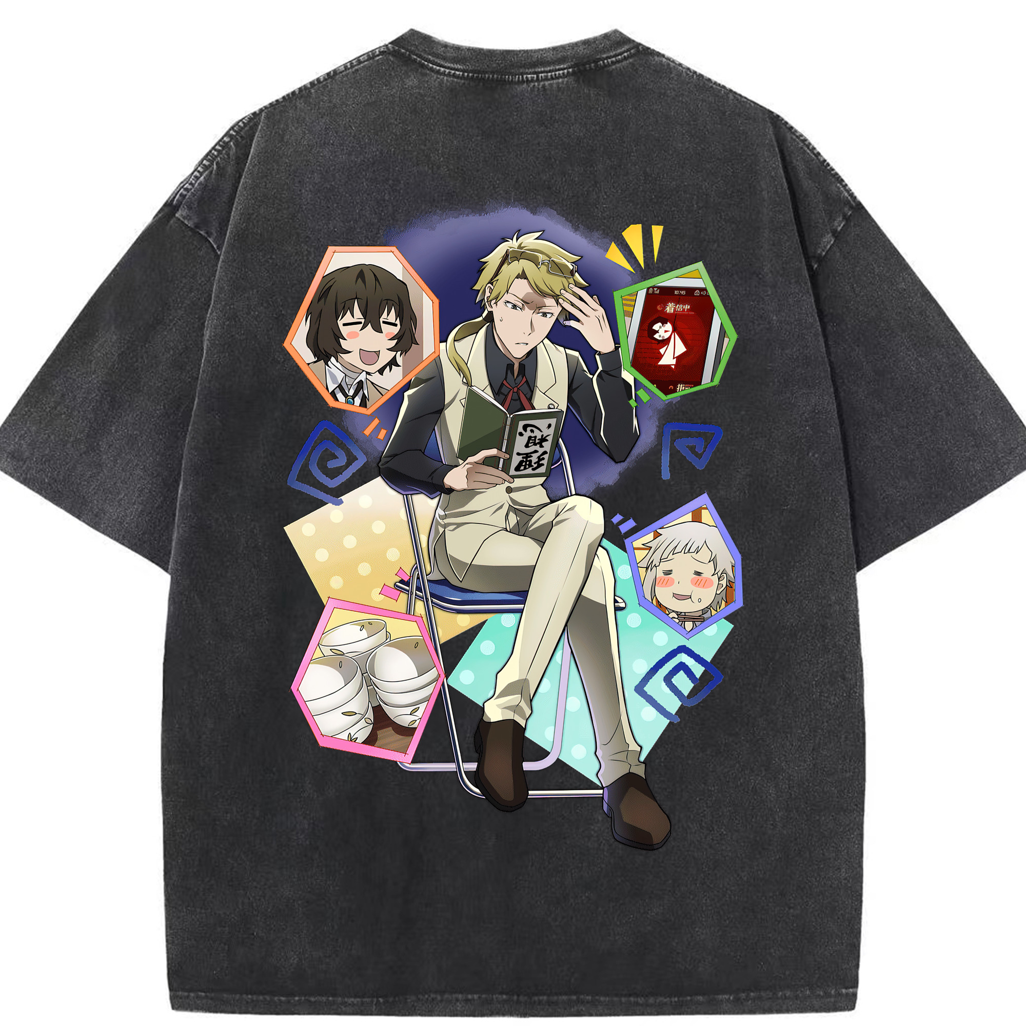 （画像用） 文豪ストレイドッグス Bungo Stray Dogs 綿100% ヴィンテージ風 半袖Tシャツ（背面プリント）