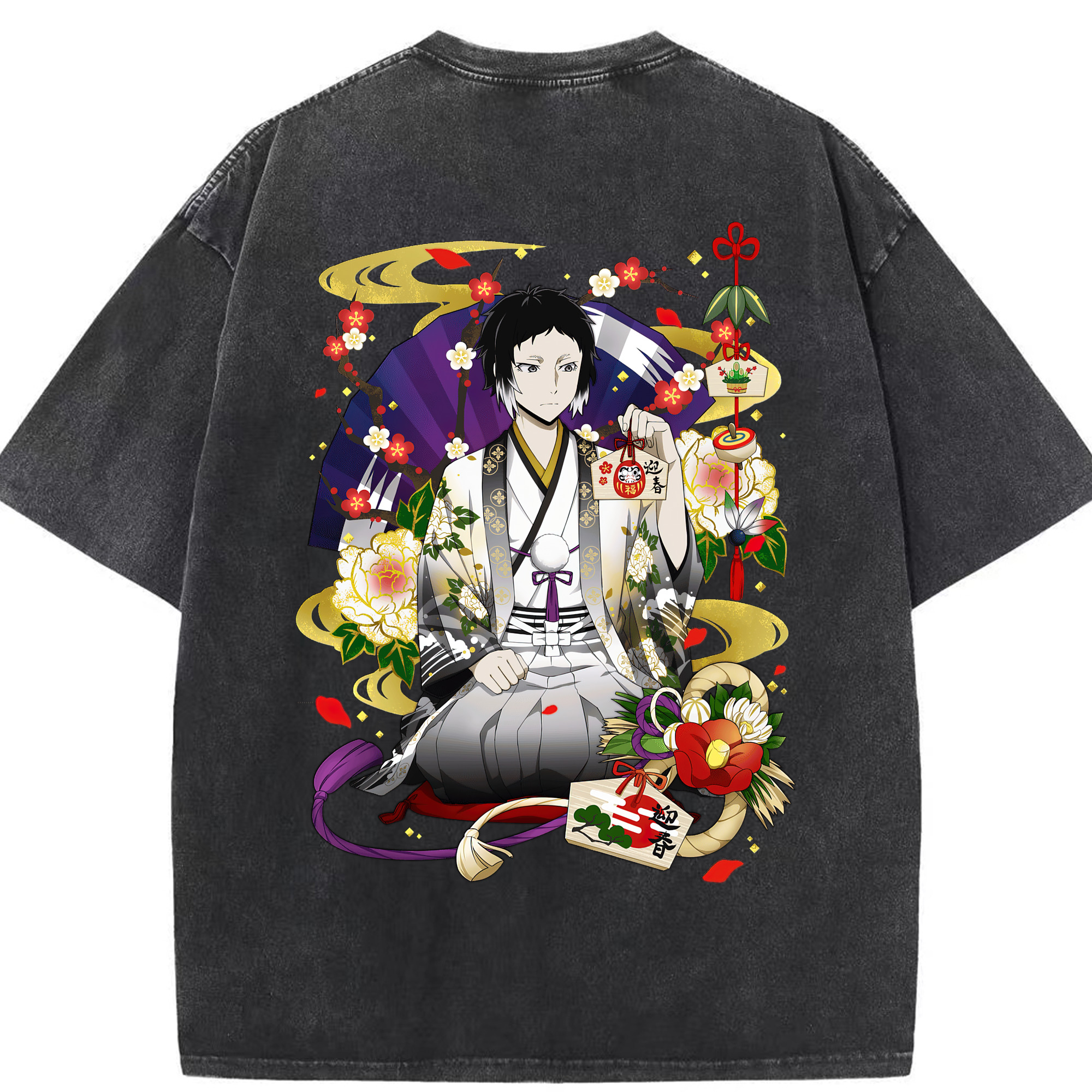 （画像用） 文豪ストレイドッグス Bungo Stray Dogs 綿100% ヴィンテージ風 半袖Tシャツ（背面プリント）