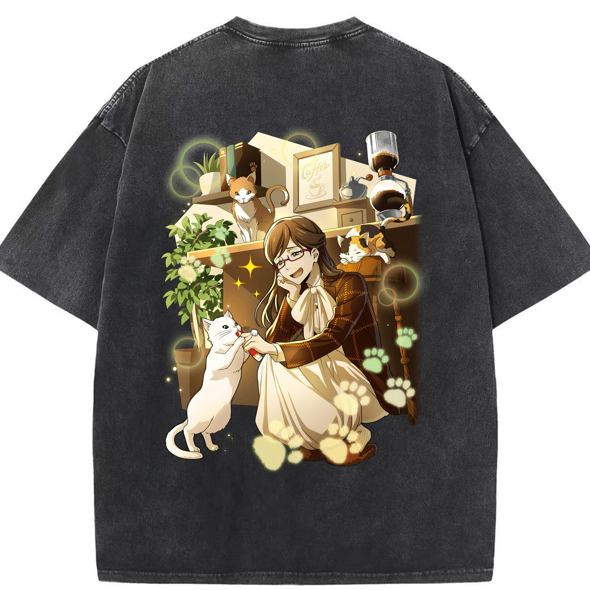 （画像用） 文豪ストレイドッグス Bungo Stray Dogs 綿100% ヴィンテージ風 半袖Tシャツ（背面プリント）