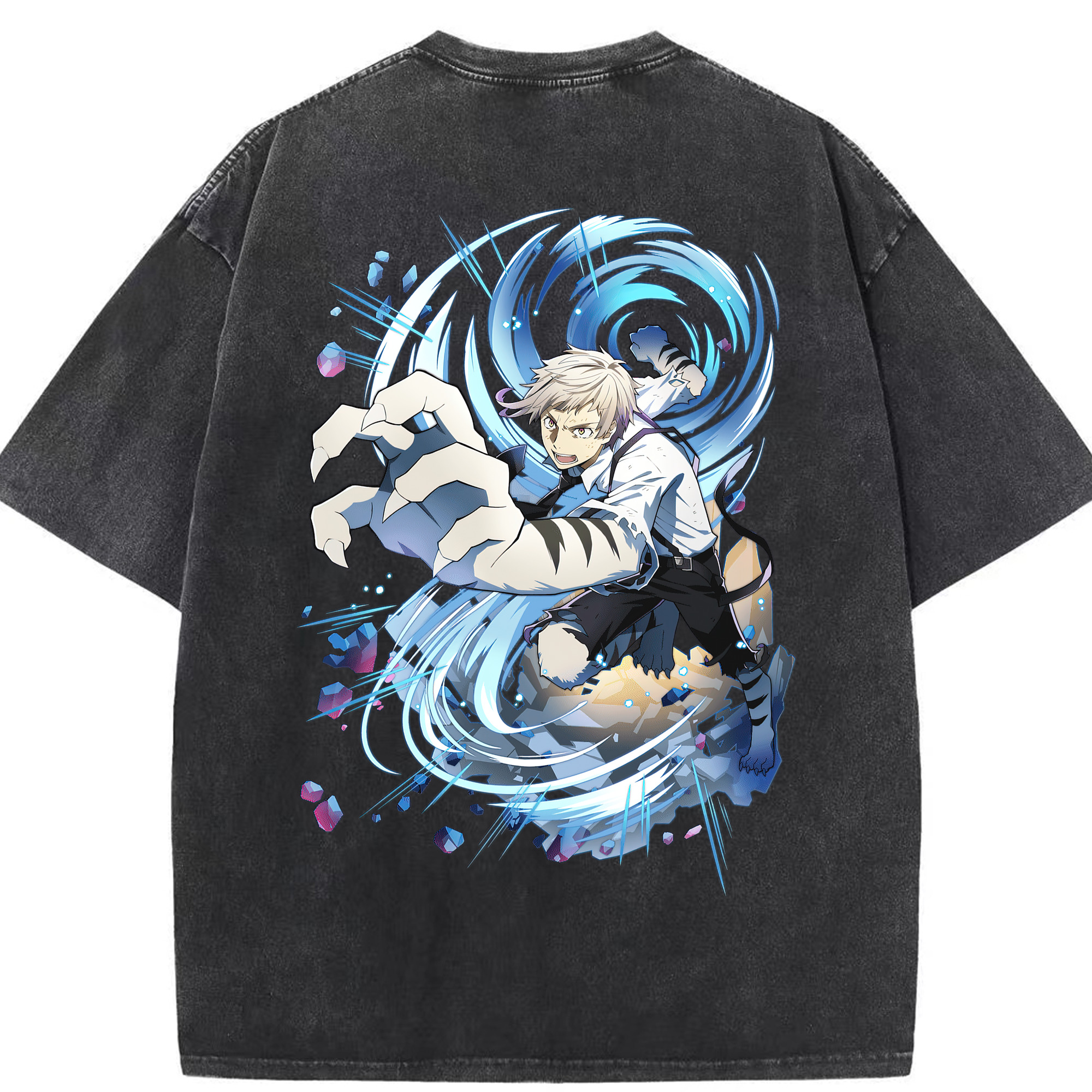 （画像用） 文豪ストレイドッグス Bungo Stray Dogs 綿100% ヴィンテージ風 半袖Tシャツ（背面プリント）