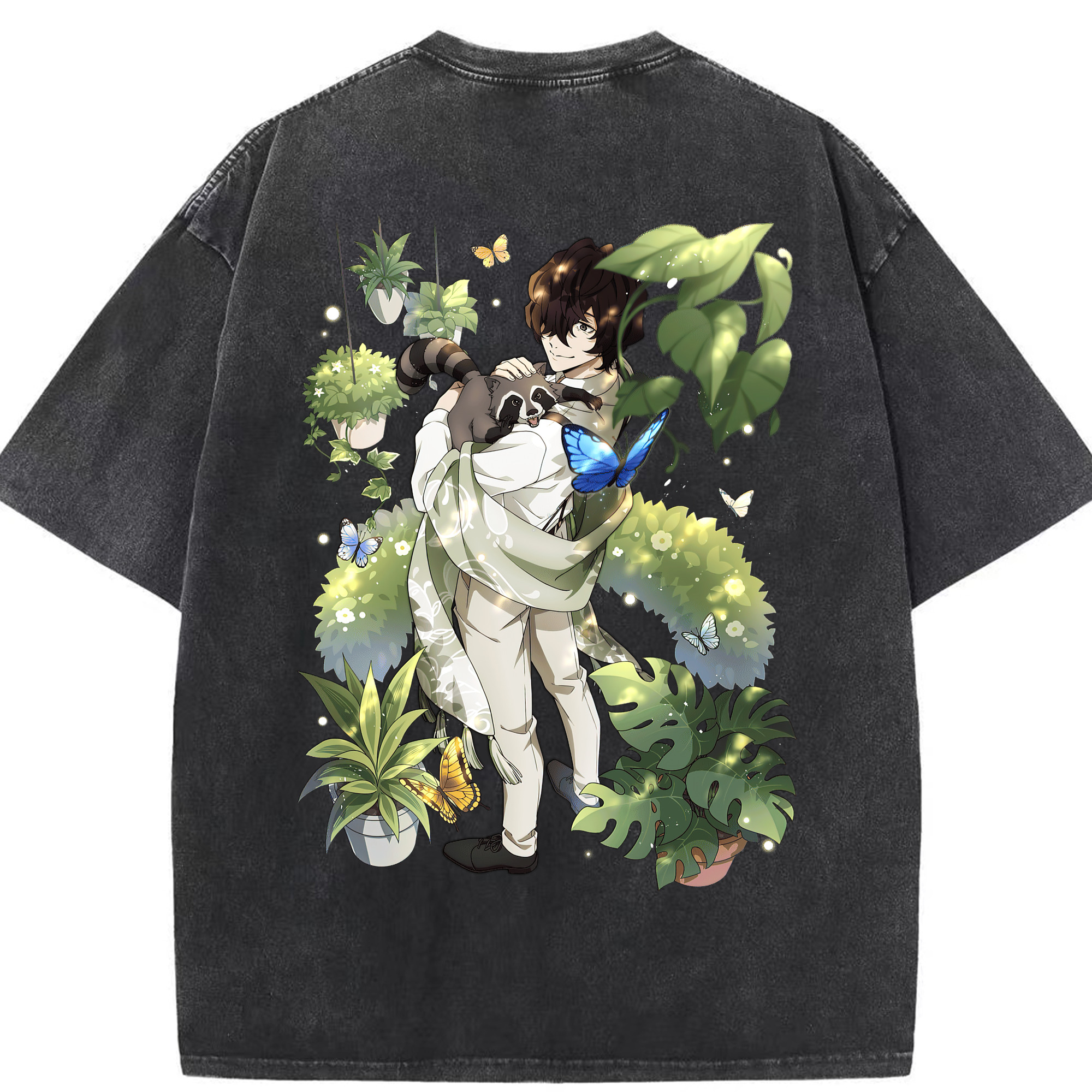 （画像用） 文豪ストレイドッグス Bungo Stray Dogs 綿100% ヴィンテージ風 半袖Tシャツ（背面プリント）