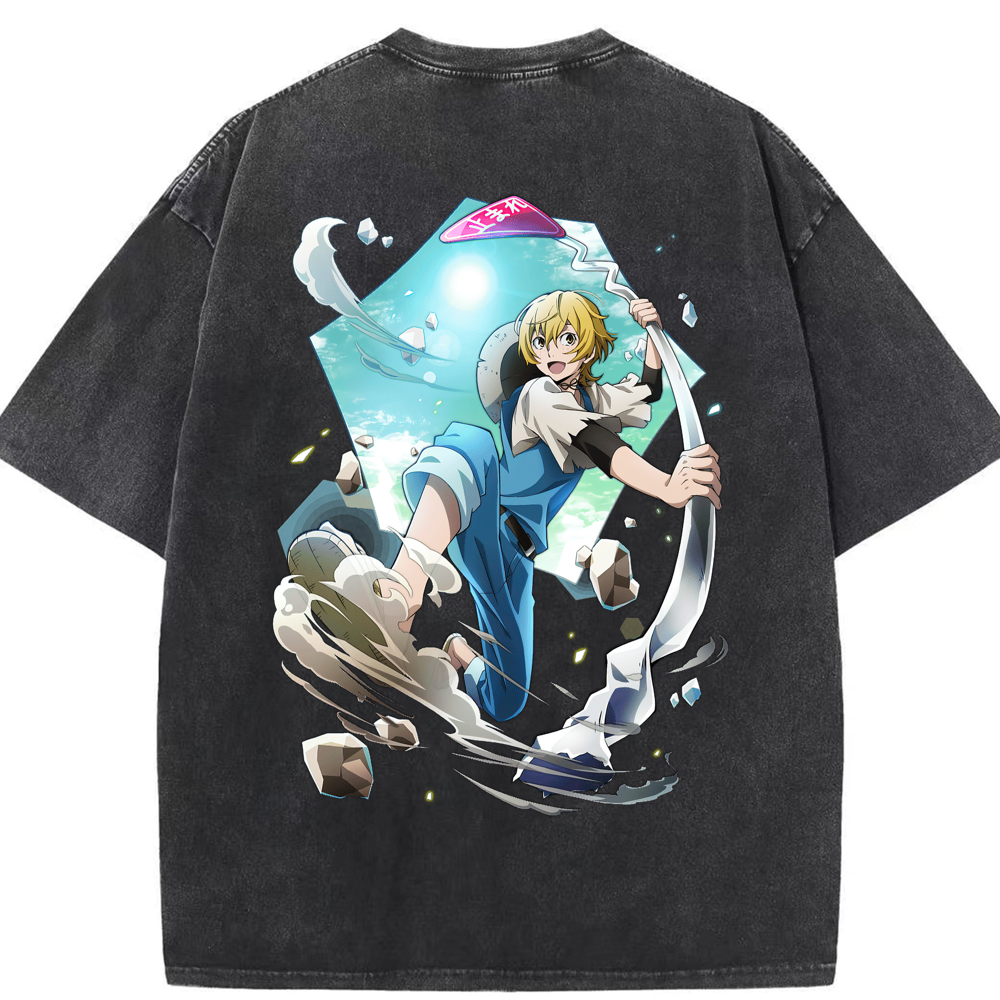 （画像用） 文豪ストレイドッグス Bungo Stray Dogs 綿100% ヴィンテージ風 半袖Tシャツ（背面プリント）