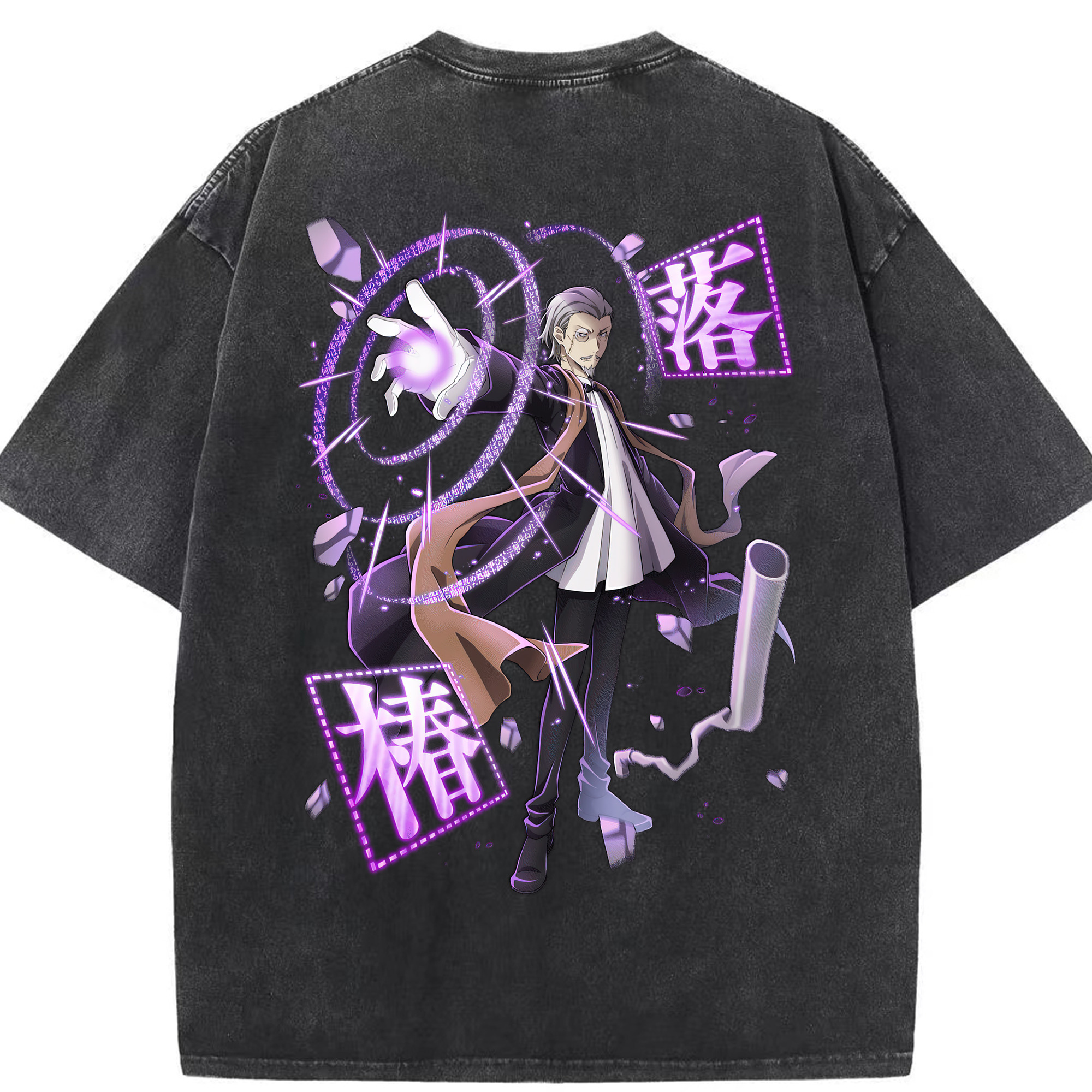 （画像用） 文豪ストレイドッグス Bungo Stray Dogs 綿100% ヴィンテージ風 半袖Tシャツ（背面プリント）