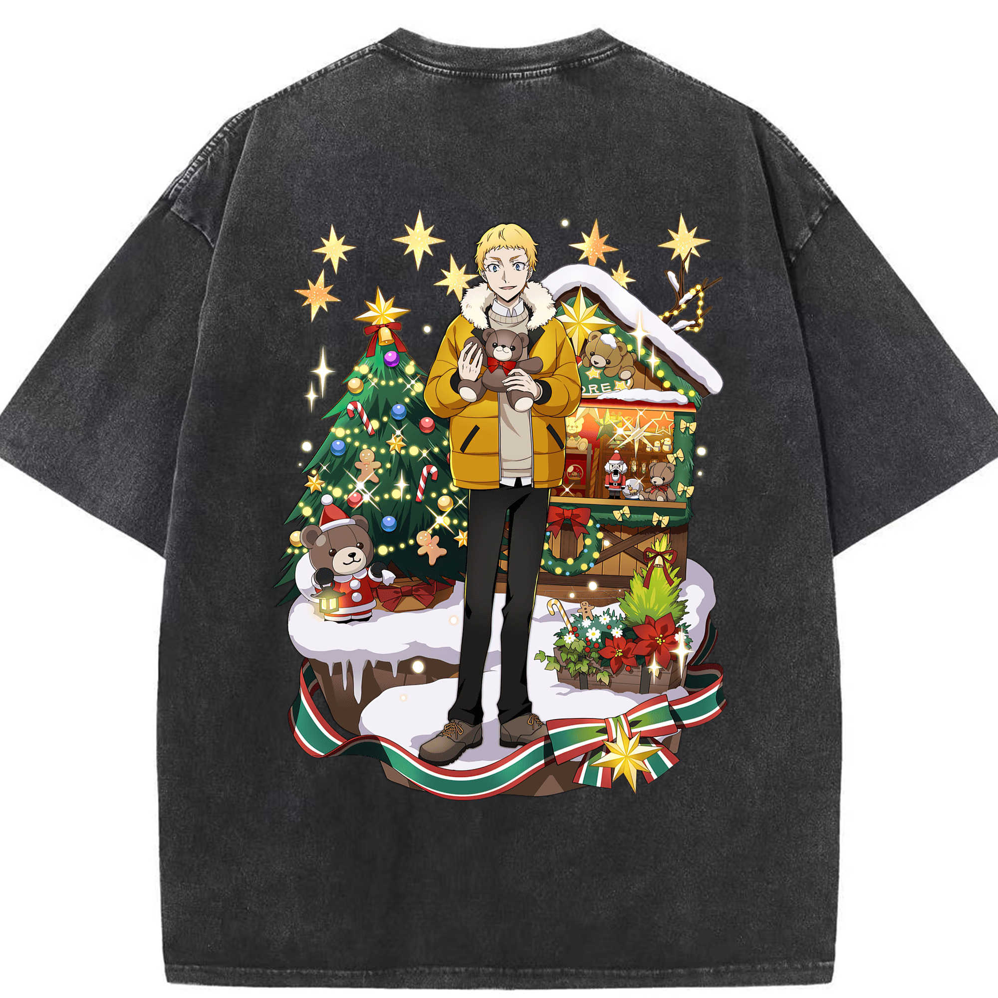 （画像用） 文豪ストレイドッグス Bungo Stray Dogs 綿100% ヴィンテージ風 半袖Tシャツ（背面プリント）