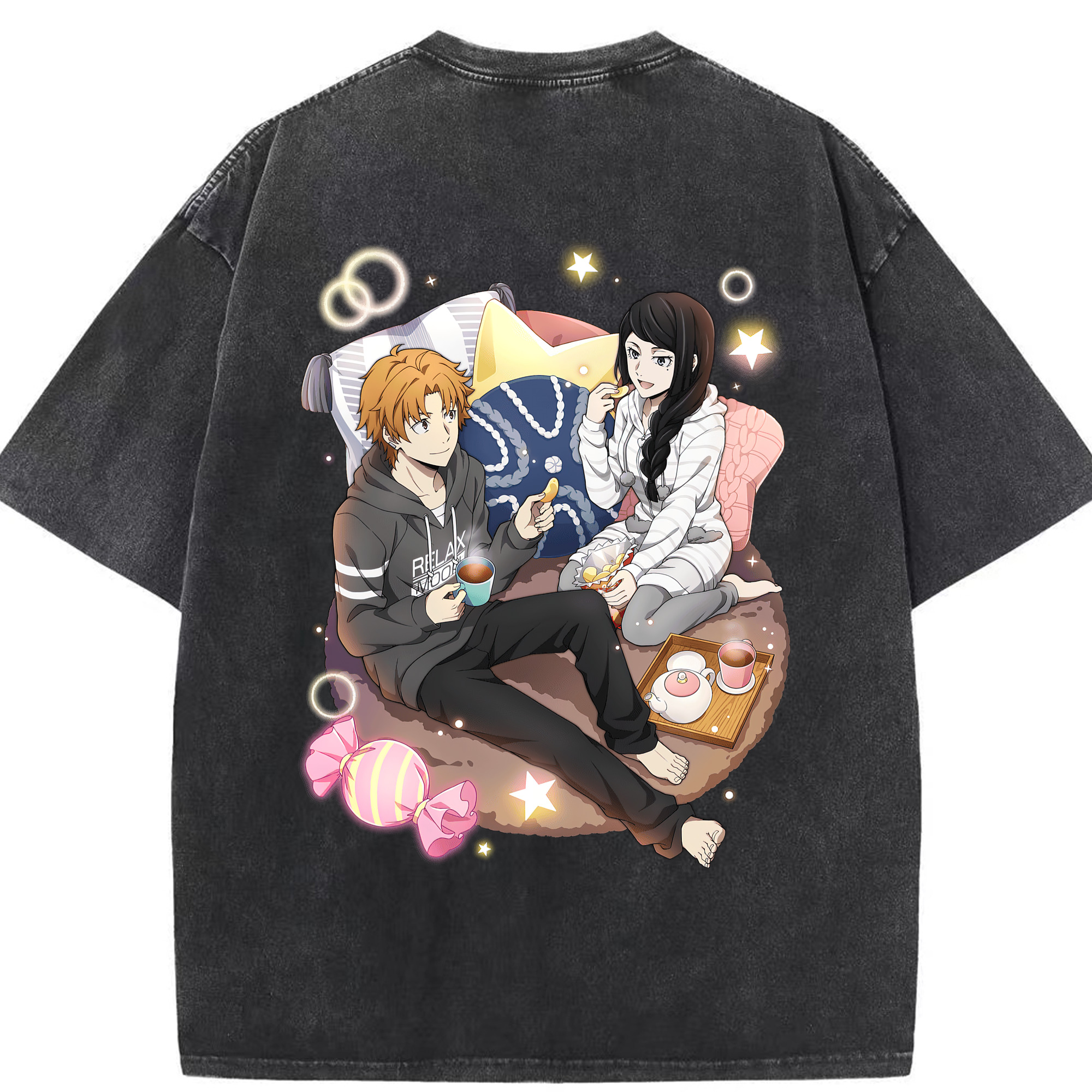 （画像用） 文豪ストレイドッグス Bungo Stray Dogs 綿100% ヴィンテージ風 半袖Tシャツ（背面プリント）