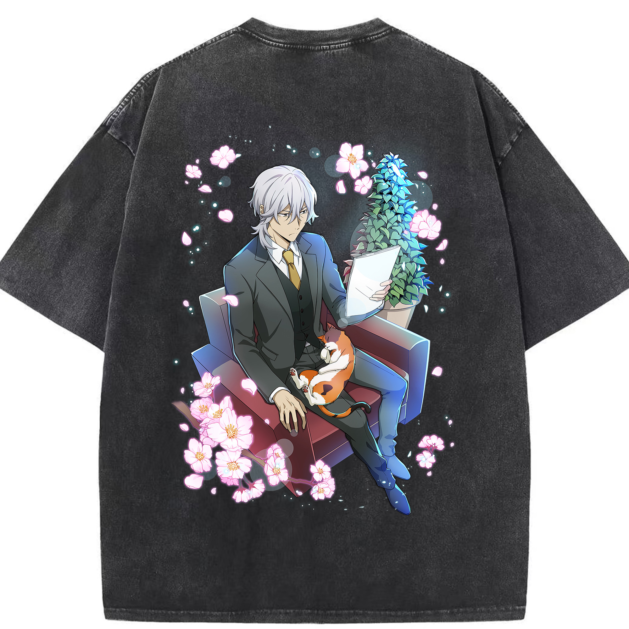 （画像用） 文豪ストレイドッグス Bungo Stray Dogs 綿100% ヴィンテージ風 半袖Tシャツ（背面プリント）