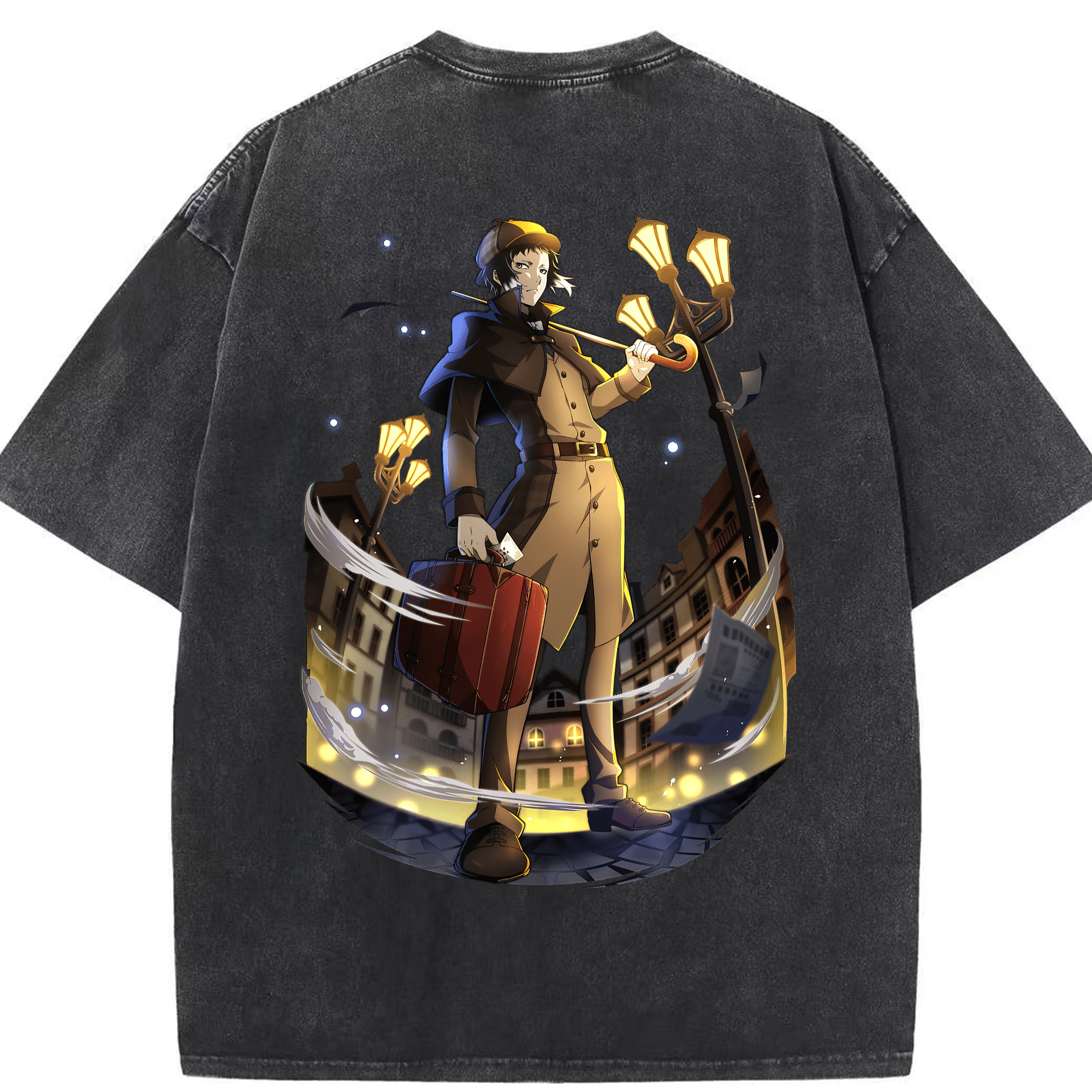 （画像用） 文豪ストレイドッグス Bungo Stray Dogs 綿100% ヴィンテージ風 半袖Tシャツ（背面プリント）