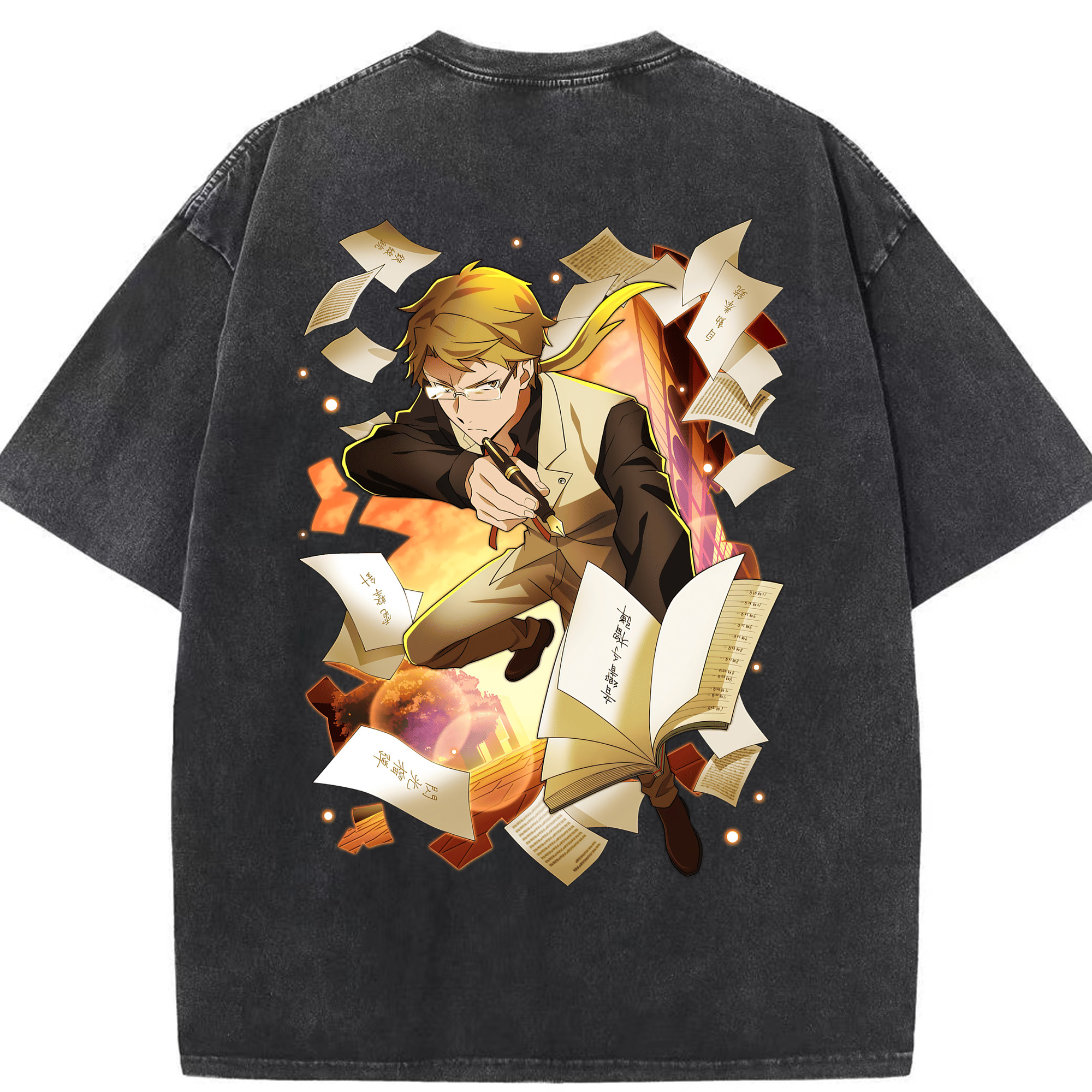 （画像用） 文豪ストレイドッグス Bungo Stray Dogs 綿100% ヴィンテージ風 半袖Tシャツ（背面プリント）