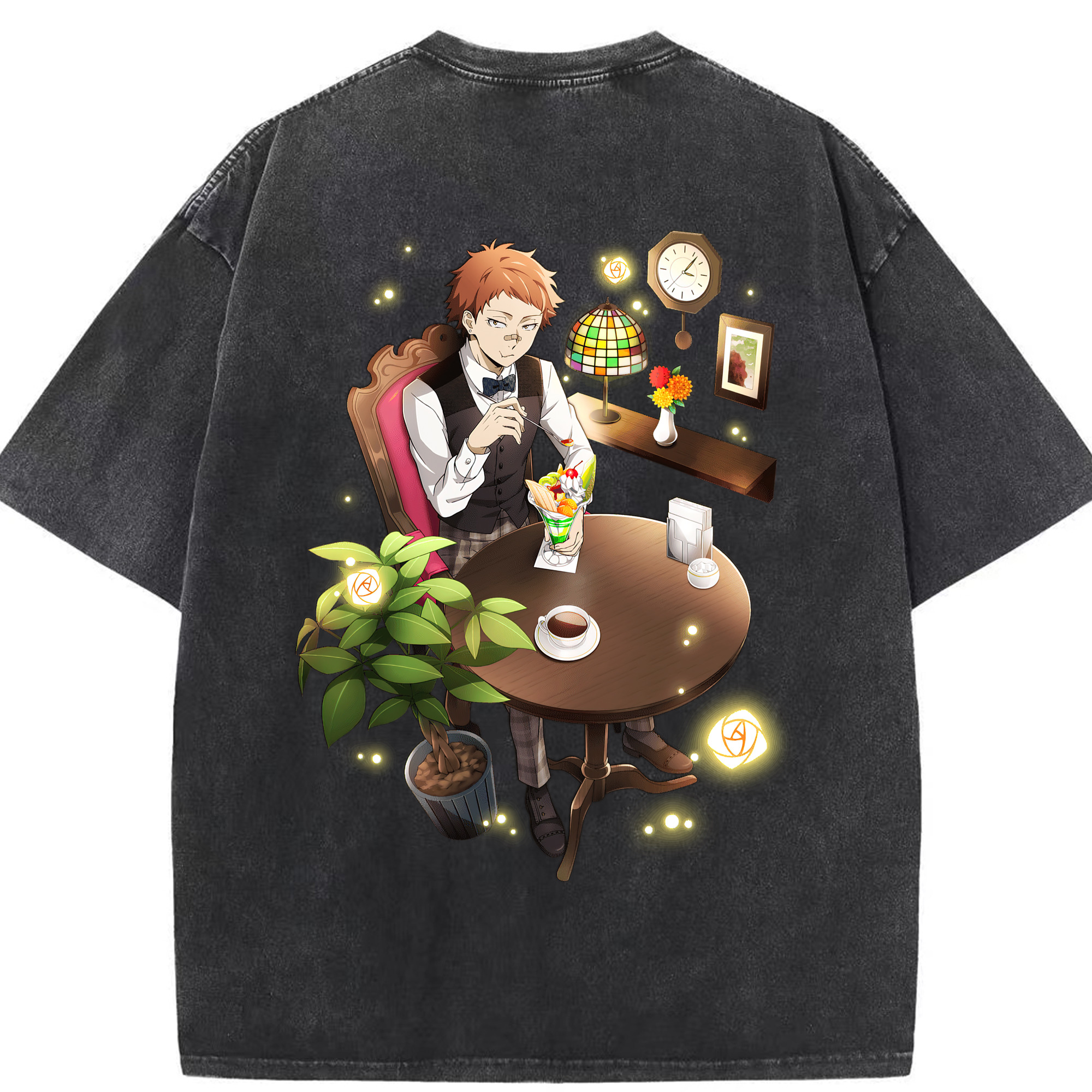 （画像用） 文豪ストレイドッグス Bungo Stray Dogs 綿100% ヴィンテージ風 半袖Tシャツ（背面プリント）