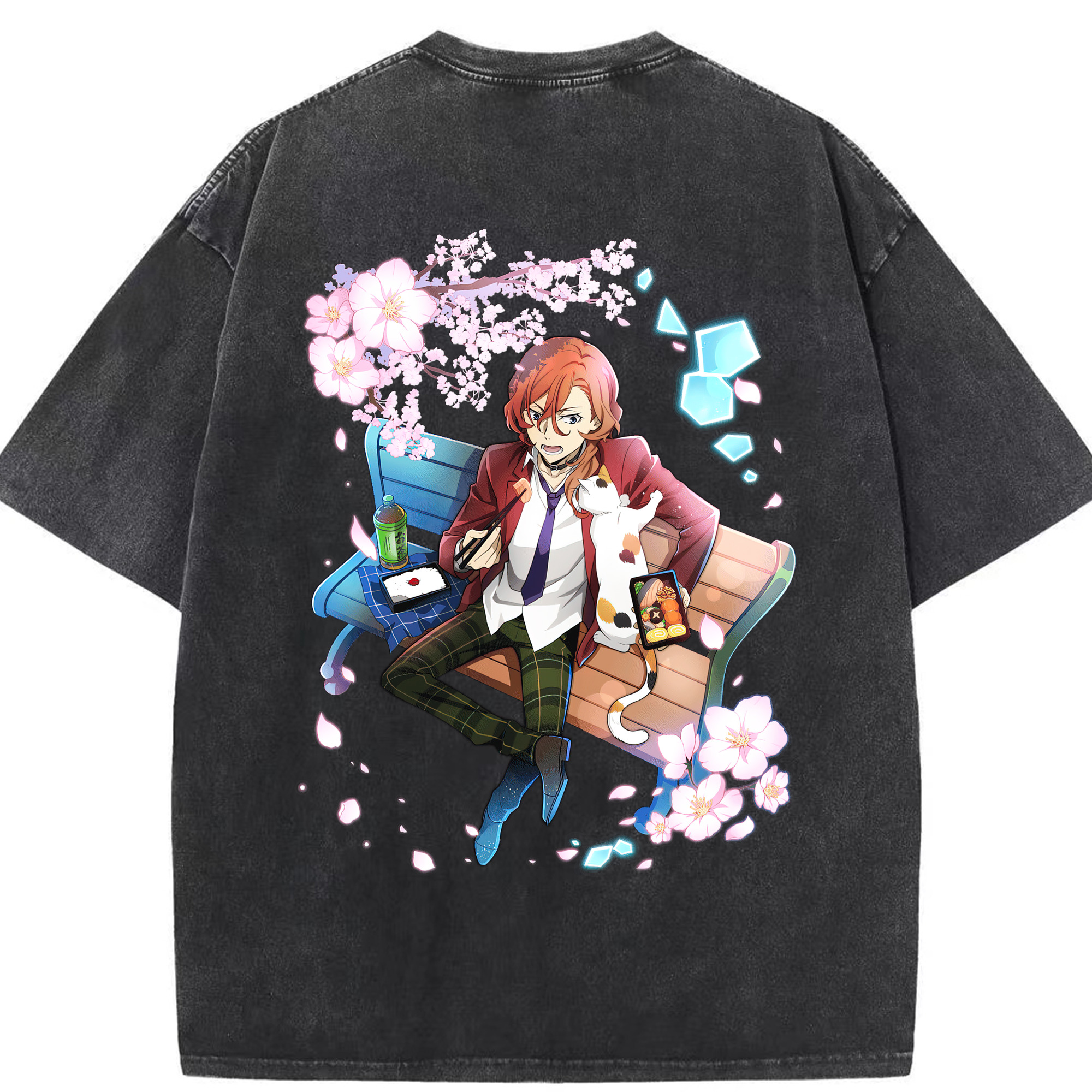 （画像用） 文豪ストレイドッグス Bungo Stray Dogs 綿100% ヴィンテージ風 半袖Tシャツ（背面プリント）