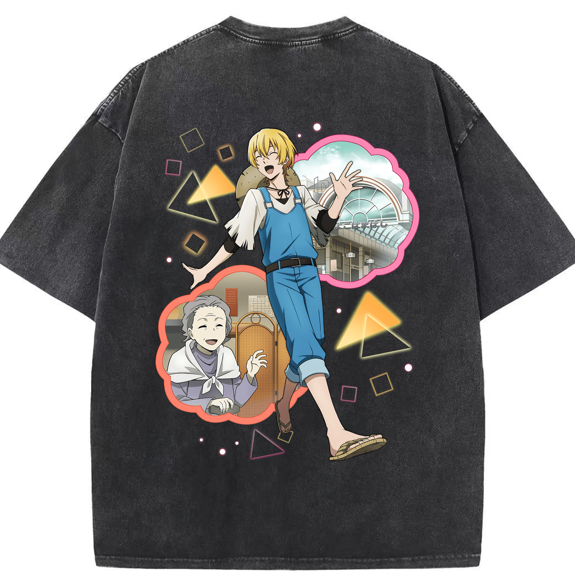 （画像用） 文豪ストレイドッグス Bungo Stray Dogs 綿100% ヴィンテージ風 半袖Tシャツ（背面プリント）