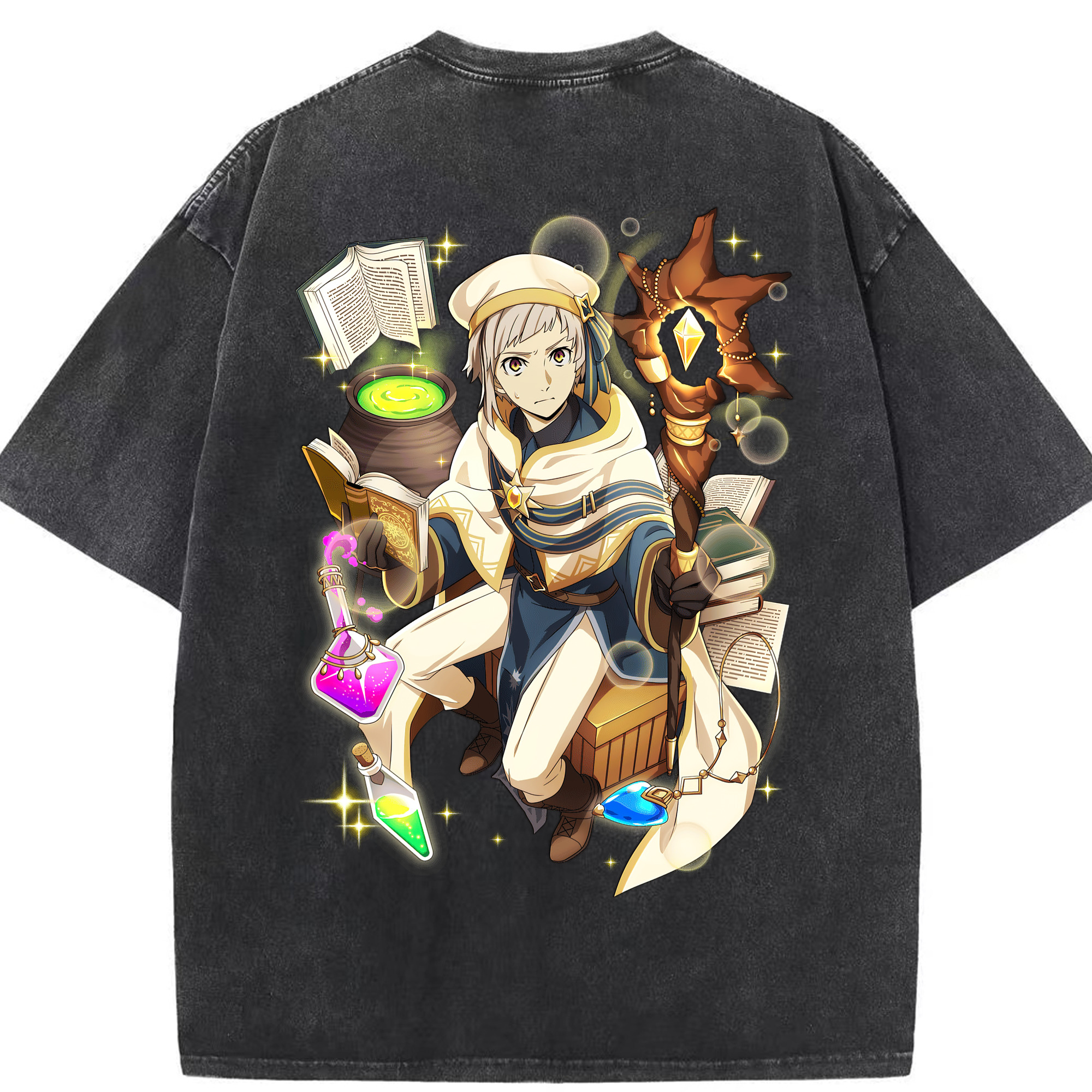 （画像用） 文豪ストレイドッグス Bungo Stray Dogs 綿100% ヴィンテージ風 半袖Tシャツ（背面プリント）
