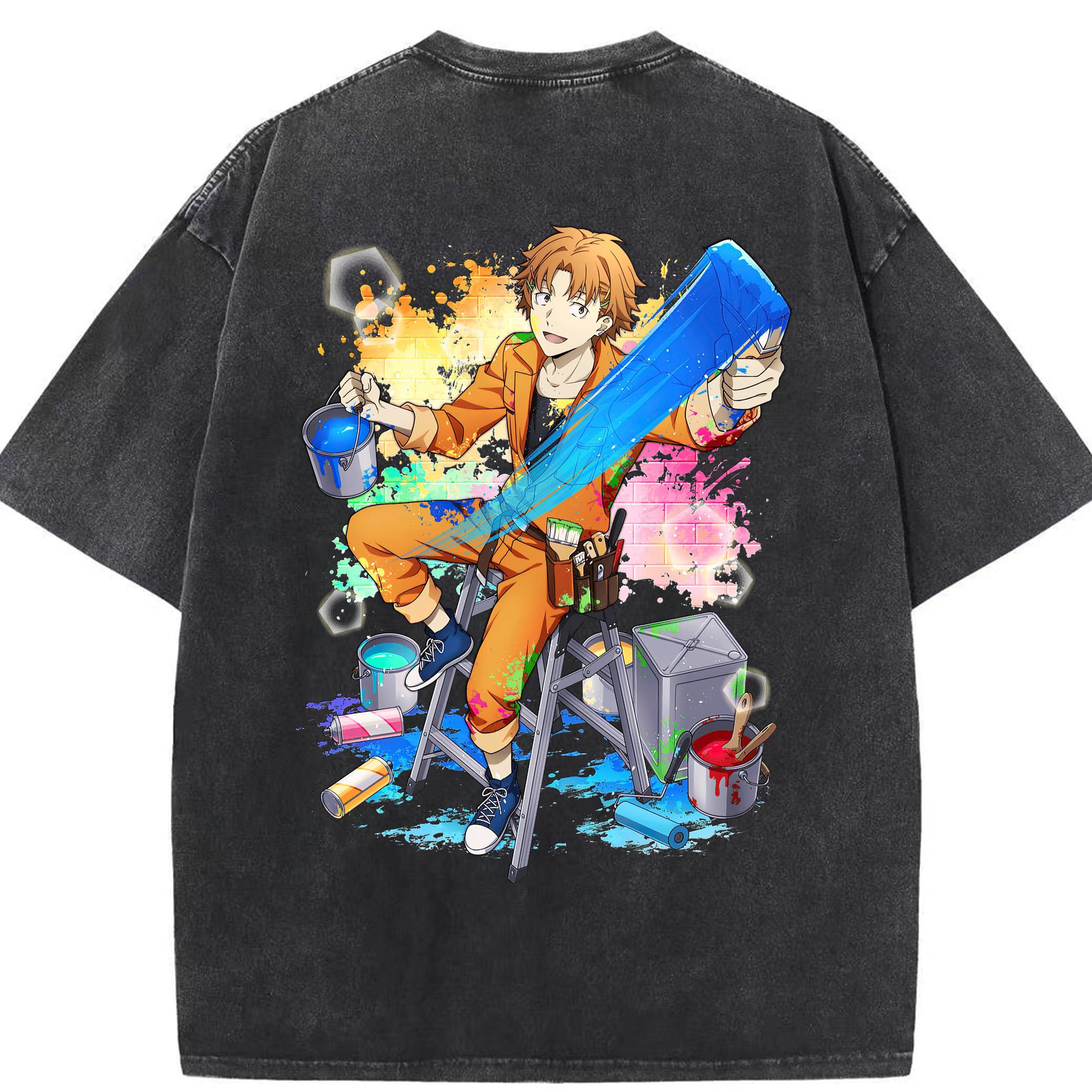 （画像用） 文豪ストレイドッグス Bungo Stray Dogs 綿100% ヴィンテージ風 半袖Tシャツ（背面プリント）