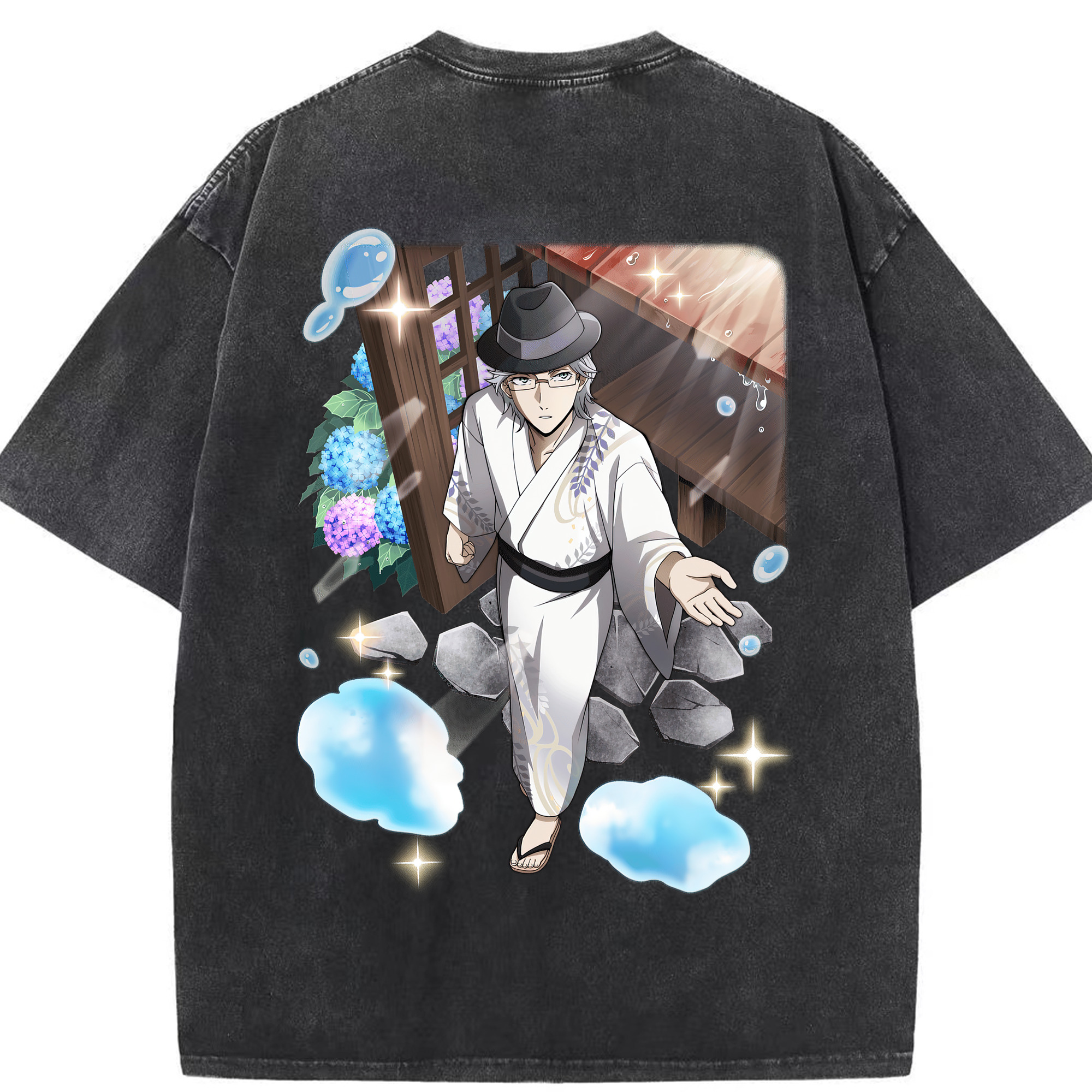 （画像用） 文豪ストレイドッグス Bungo Stray Dogs 綿100% ヴィンテージ風 半袖Tシャツ（背面プリント）