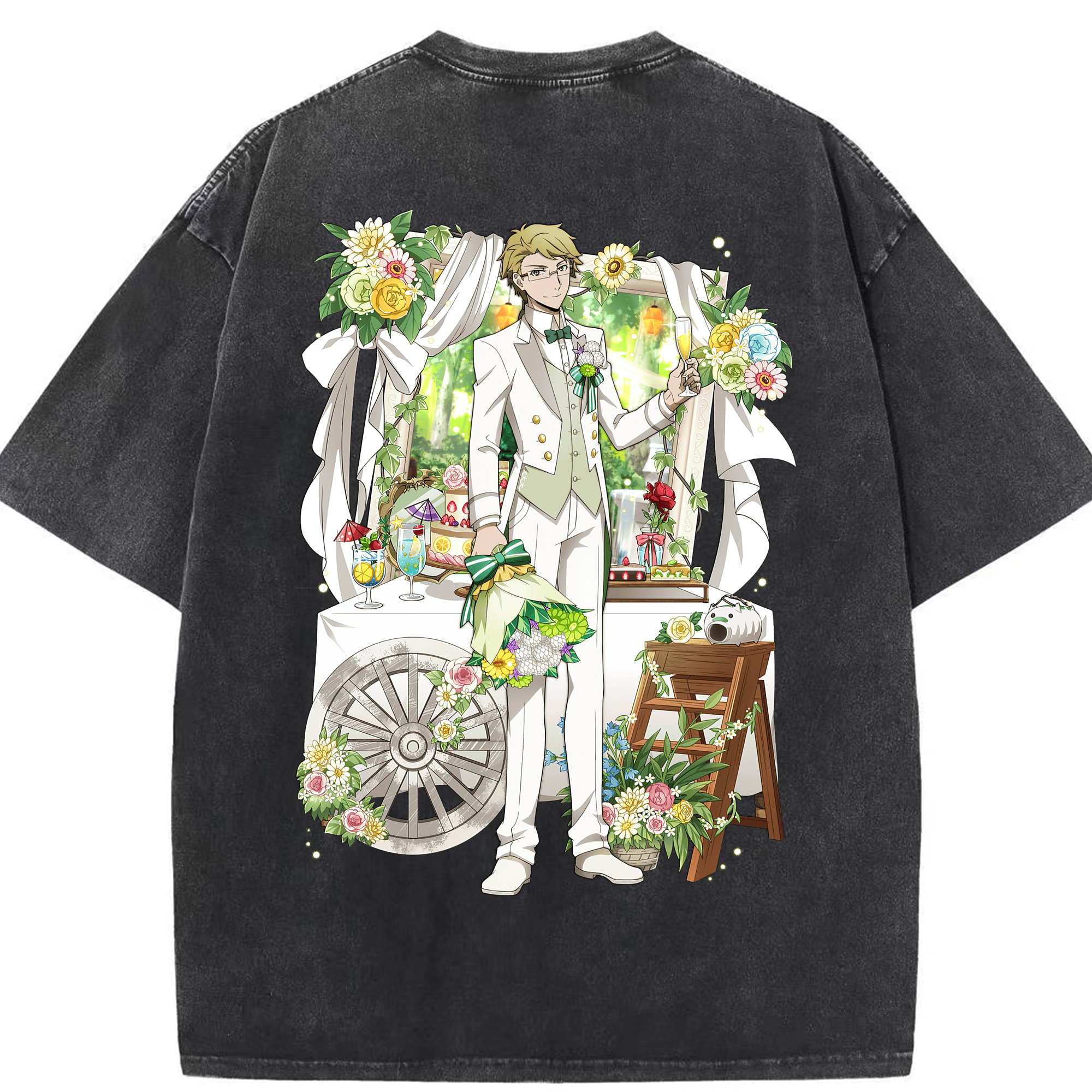 （画像用） 文豪ストレイドッグス Bungo Stray Dogs 綿100% ヴィンテージ風 半袖Tシャツ（背面プリント）