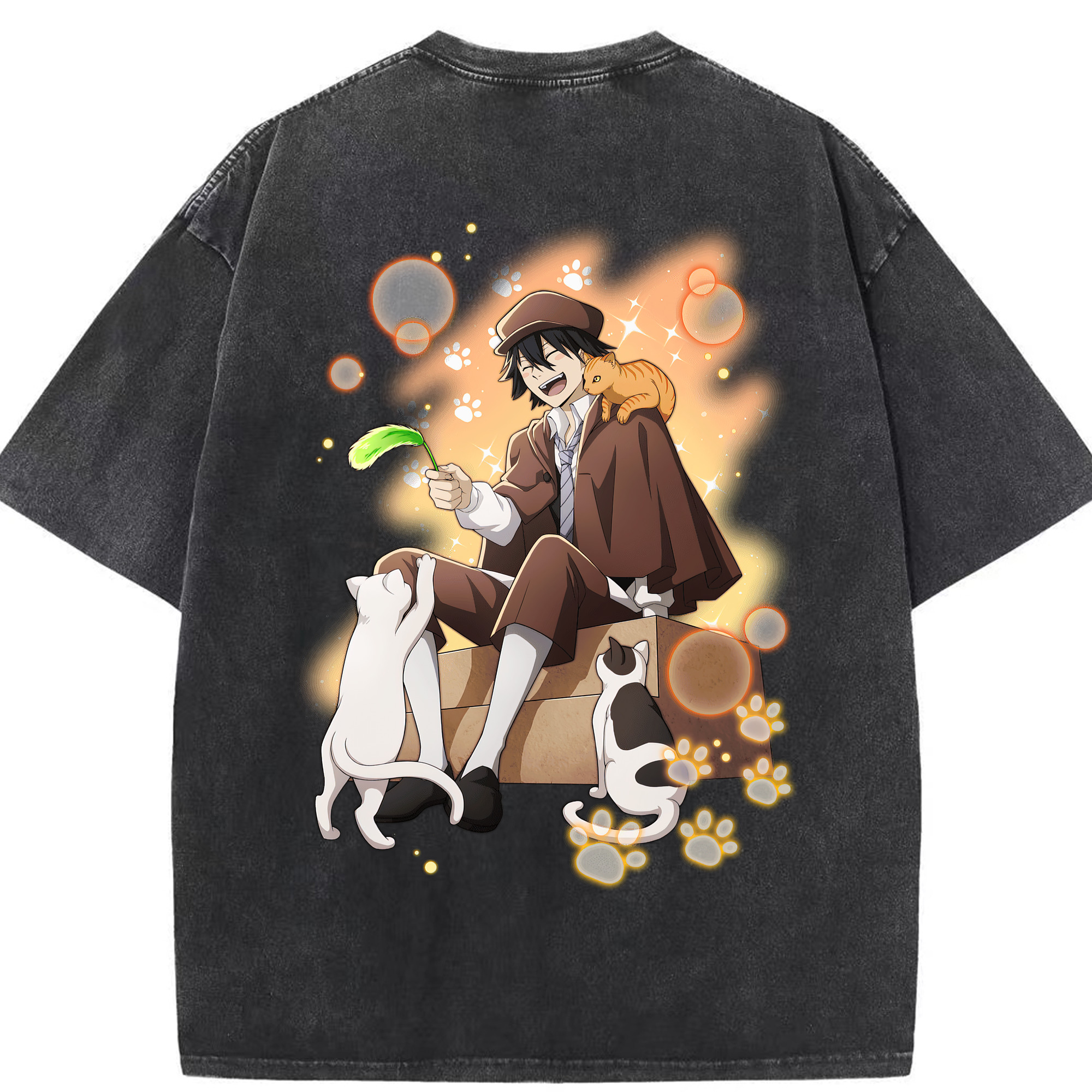 （画像用） 文豪ストレイドッグス Bungo Stray Dogs 綿100% ヴィンテージ風 半袖Tシャツ（背面プリント）