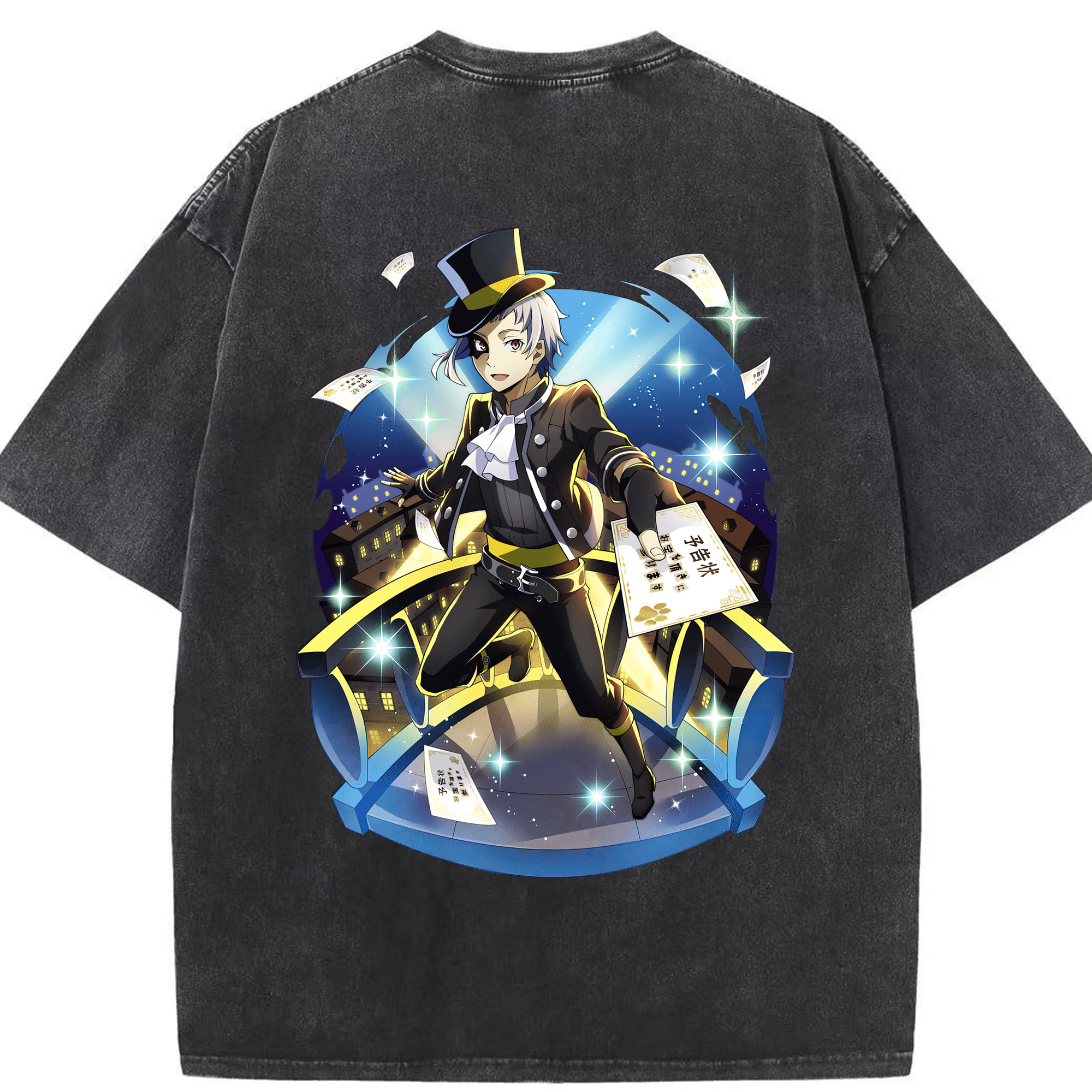 （画像用） 文豪ストレイドッグス Bungo Stray Dogs 綿100% ヴィンテージ風 半袖Tシャツ（背面プリント）