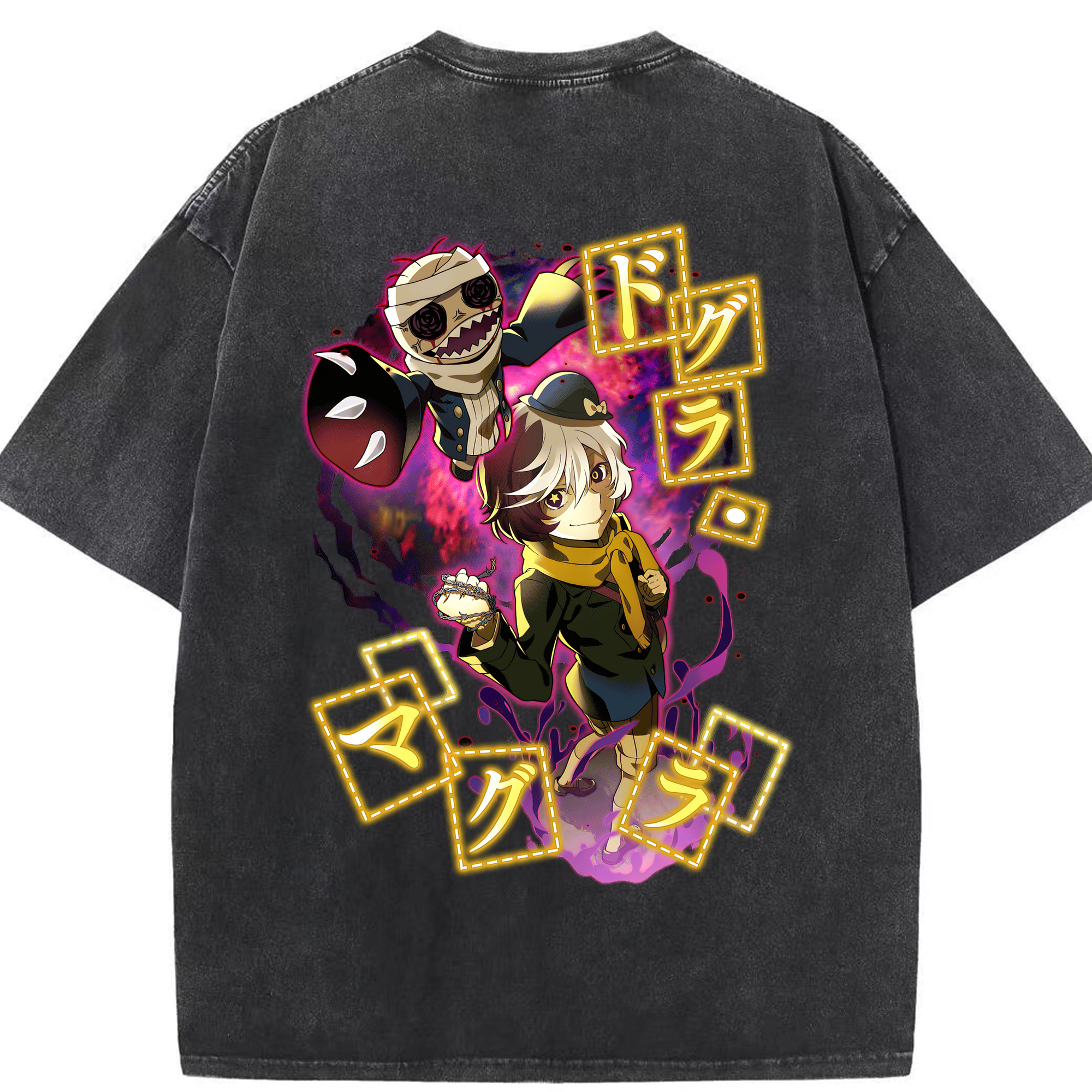 （画像用） 文豪ストレイドッグス Bungo Stray Dogs 綿100% ヴィンテージ風 半袖Tシャツ（背面プリント）