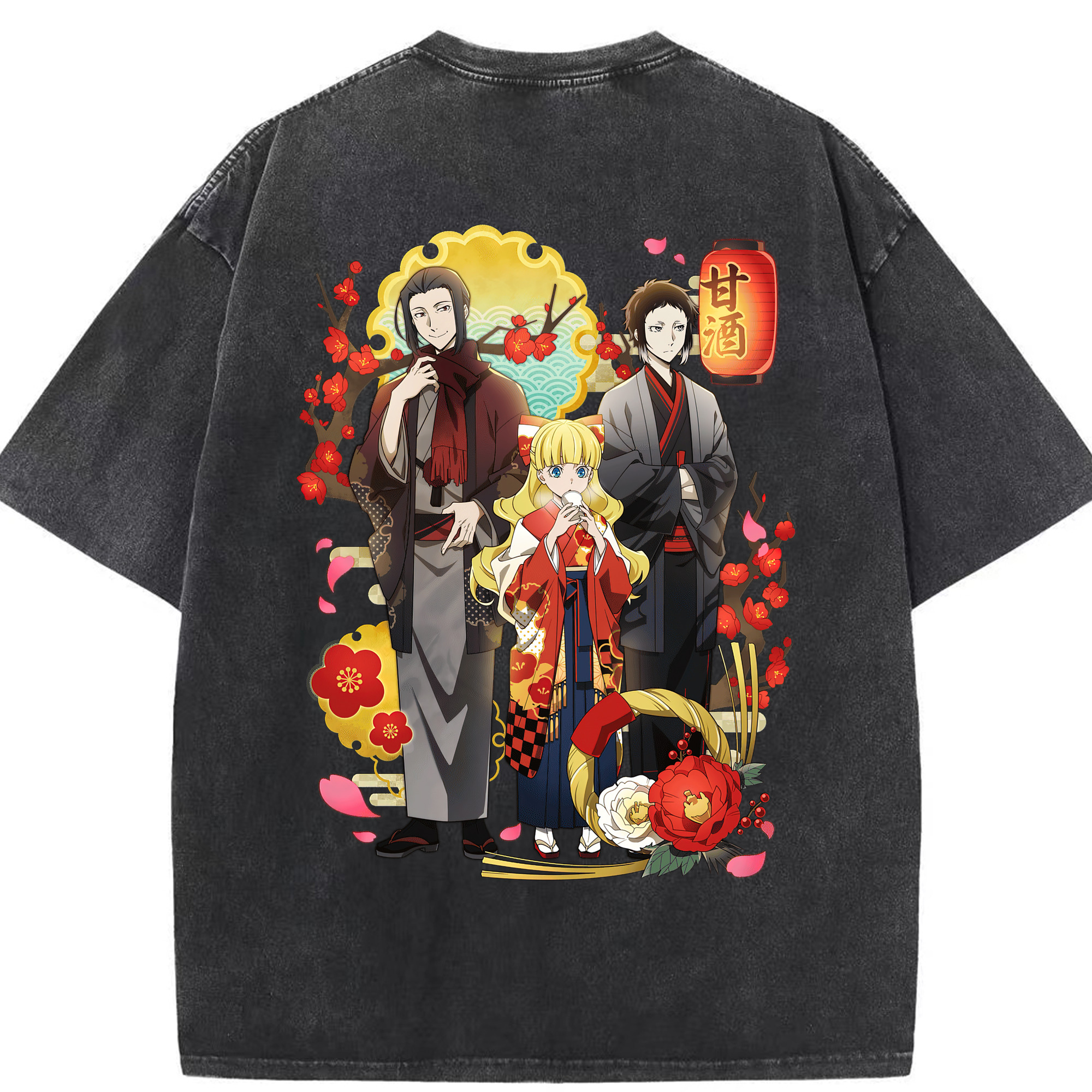 （画像用） 文豪ストレイドッグス Bungo Stray Dogs 綿100% ヴィンテージ風 半袖Tシャツ（背面プリント）