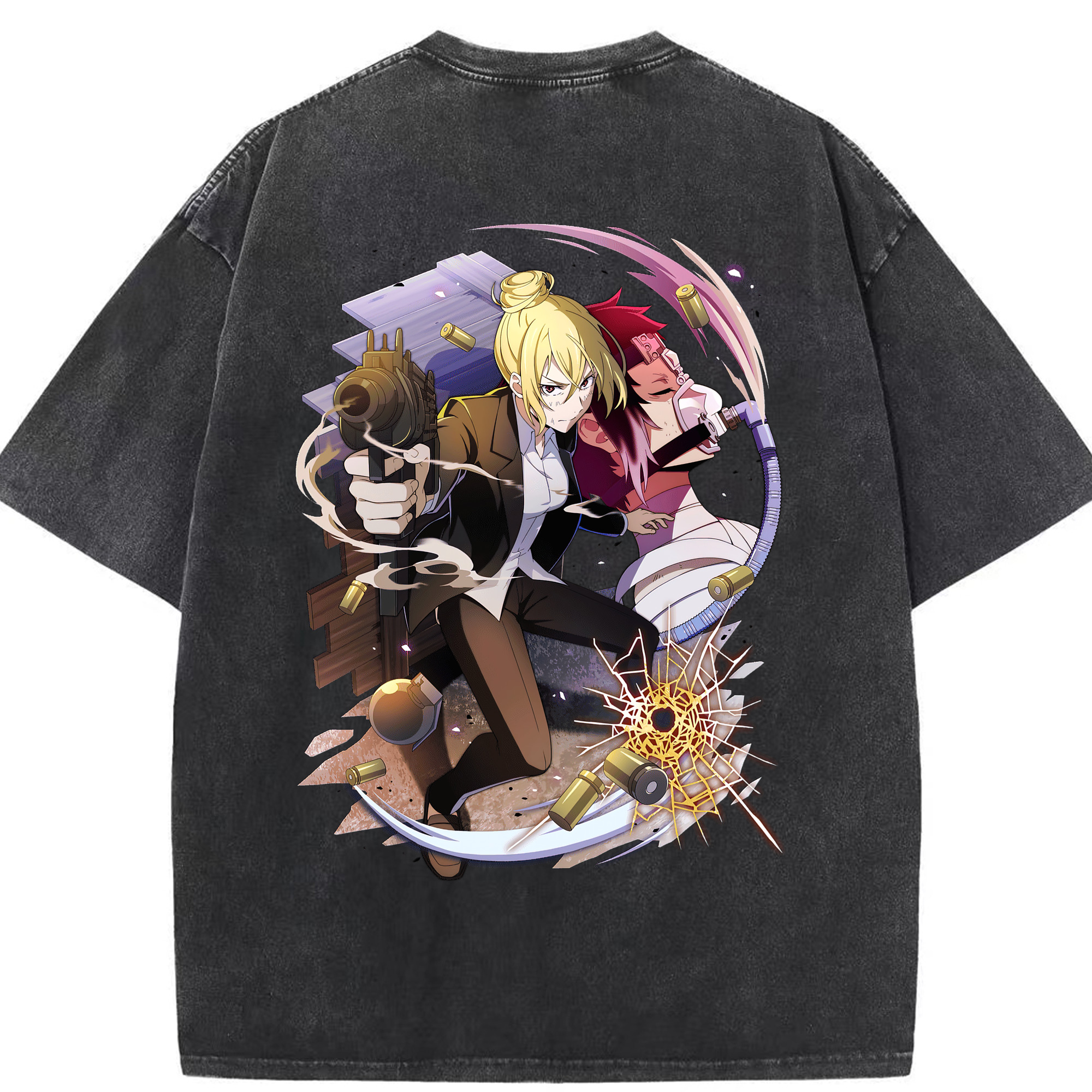 （画像用） 文豪ストレイドッグス Bungo Stray Dogs 綿100% ヴィンテージ風 半袖Tシャツ（背面プリント）