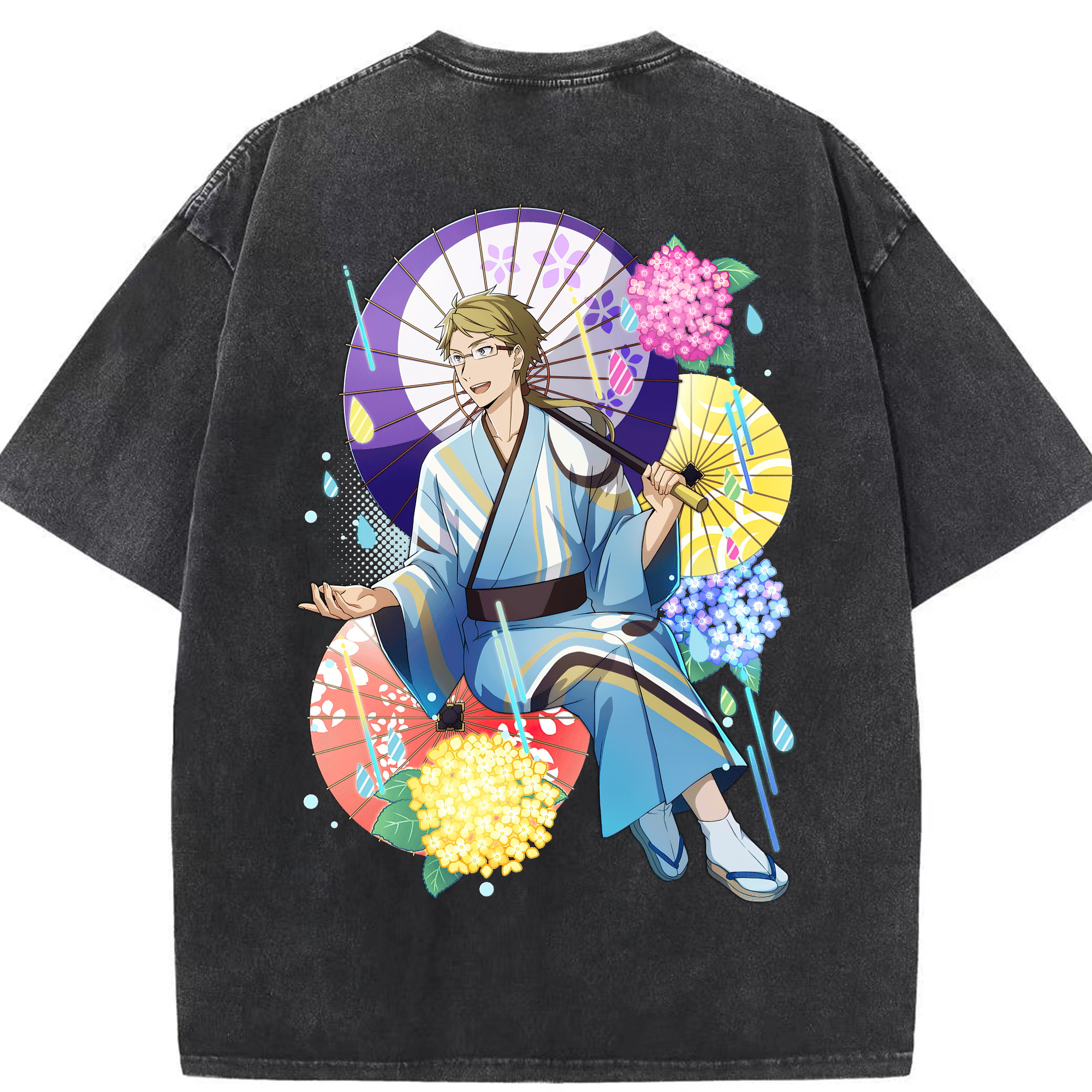 （画像用） 文豪ストレイドッグス Bungo Stray Dogs 綿100% ヴィンテージ風 半袖Tシャツ（背面プリント）