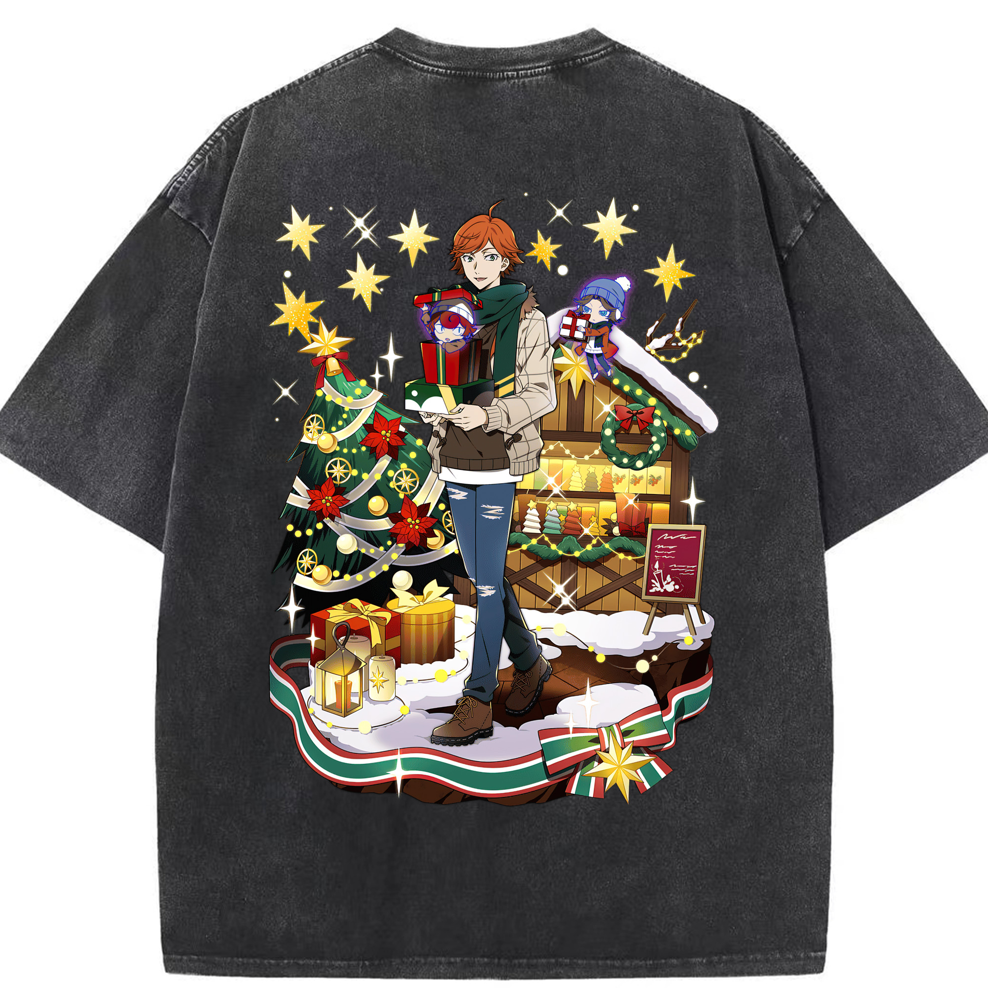 （画像用） 文豪ストレイドッグス Bungo Stray Dogs 綿100% ヴィンテージ風 半袖Tシャツ（背面プリント）