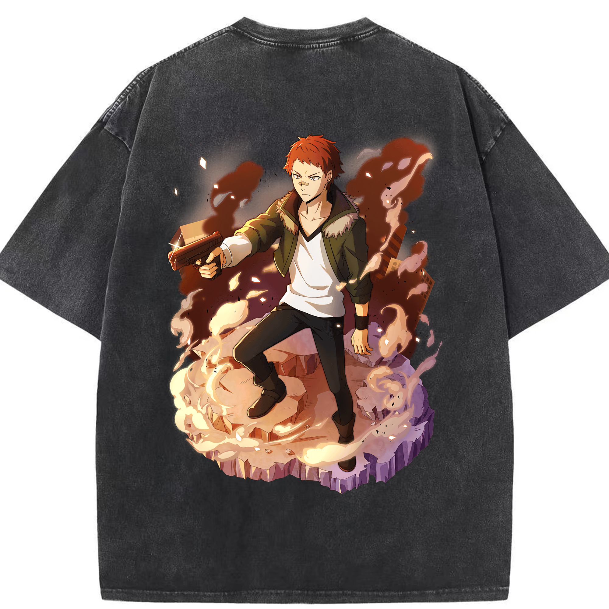 （画像用） 文豪ストレイドッグス Bungo Stray Dogs 綿100% ヴィンテージ風 半袖Tシャツ（背面プリント）