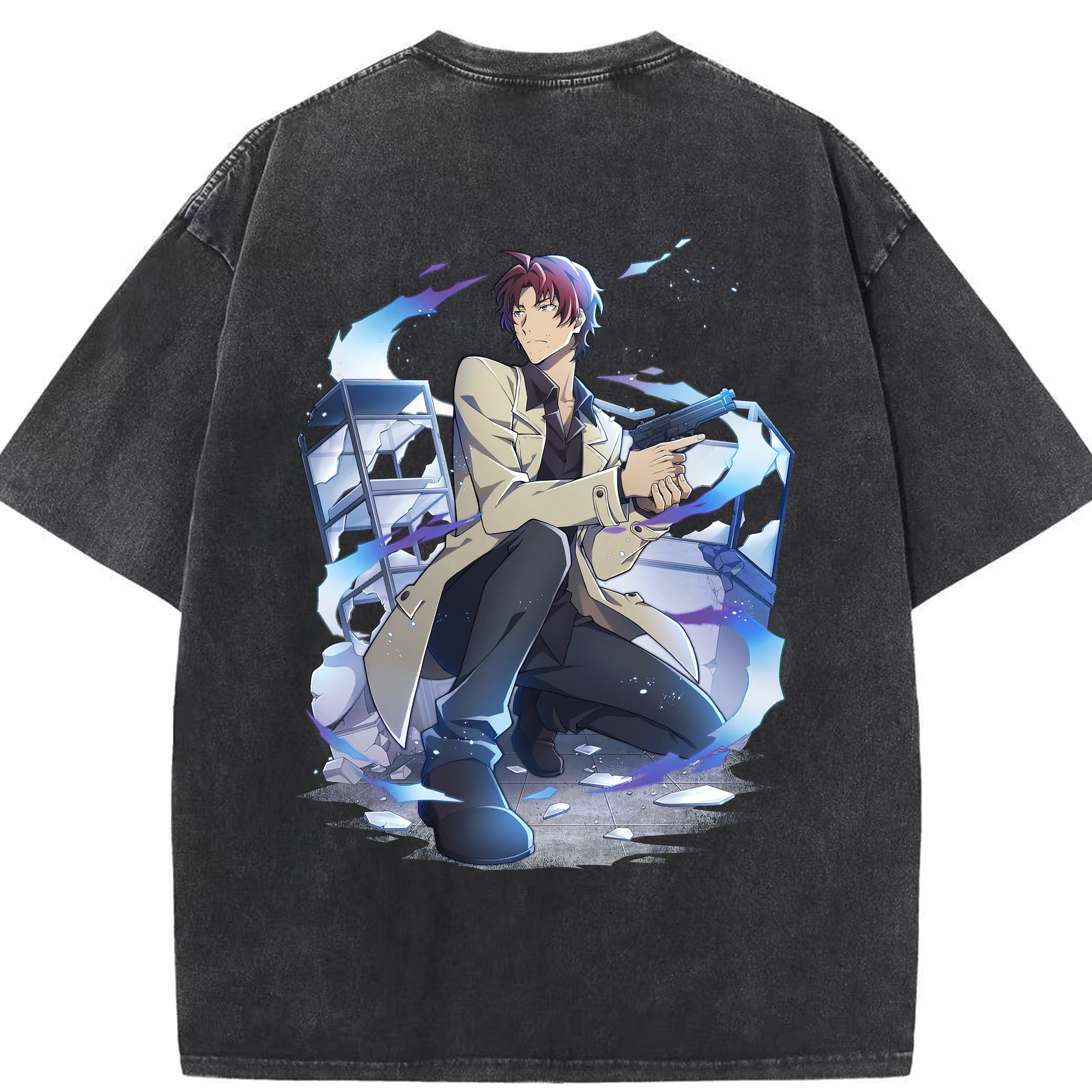 （画像用） 文豪ストレイドッグス Bungo Stray Dogs 綿100% ヴィンテージ風 半袖Tシャツ（背面プリント）