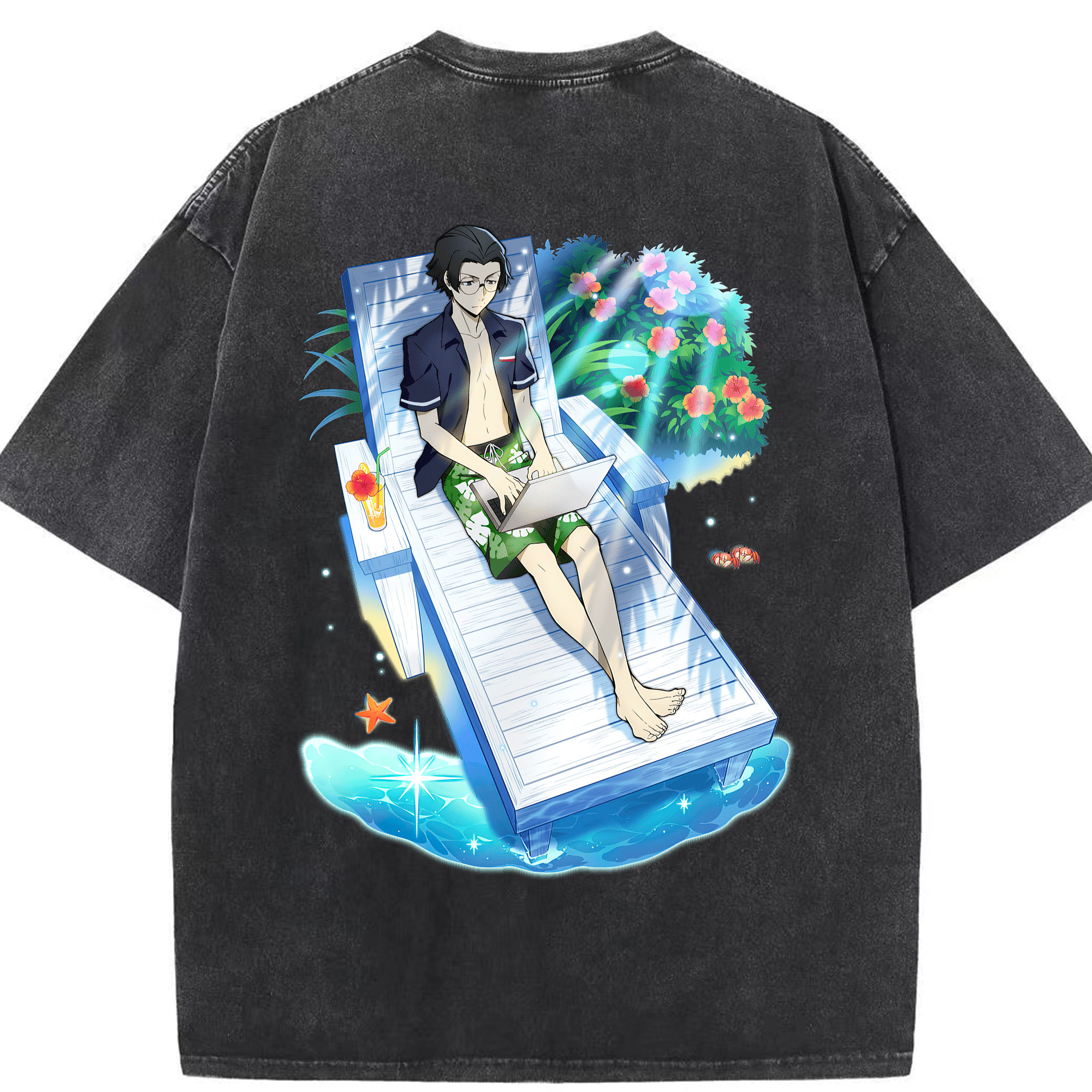 （画像用） 文豪ストレイドッグス Bungo Stray Dogs 綿100% ヴィンテージ風 半袖Tシャツ（背面プリント）