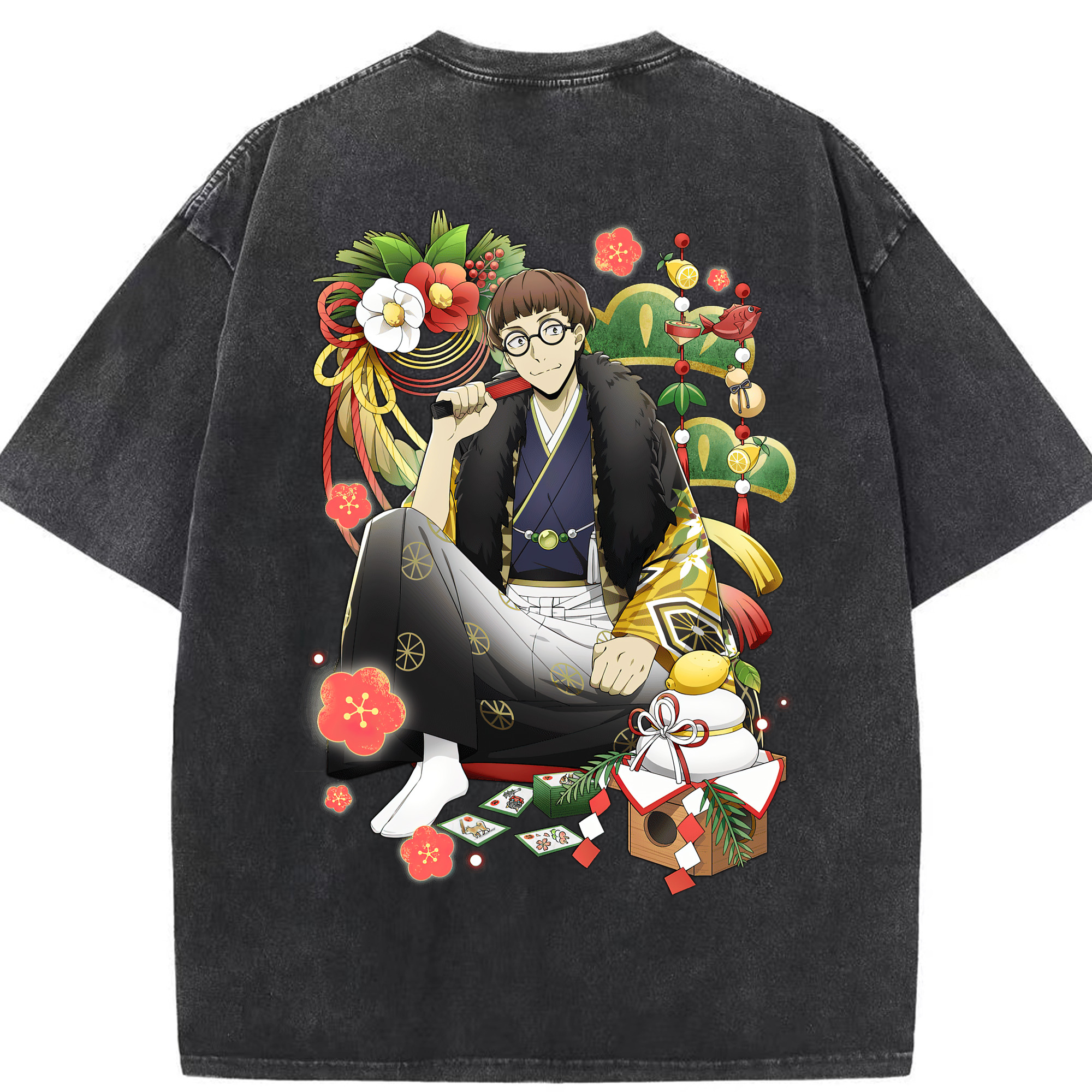（画像用） 文豪ストレイドッグス Bungo Stray Dogs 綿100% ヴィンテージ風 半袖Tシャツ（背面プリント）
