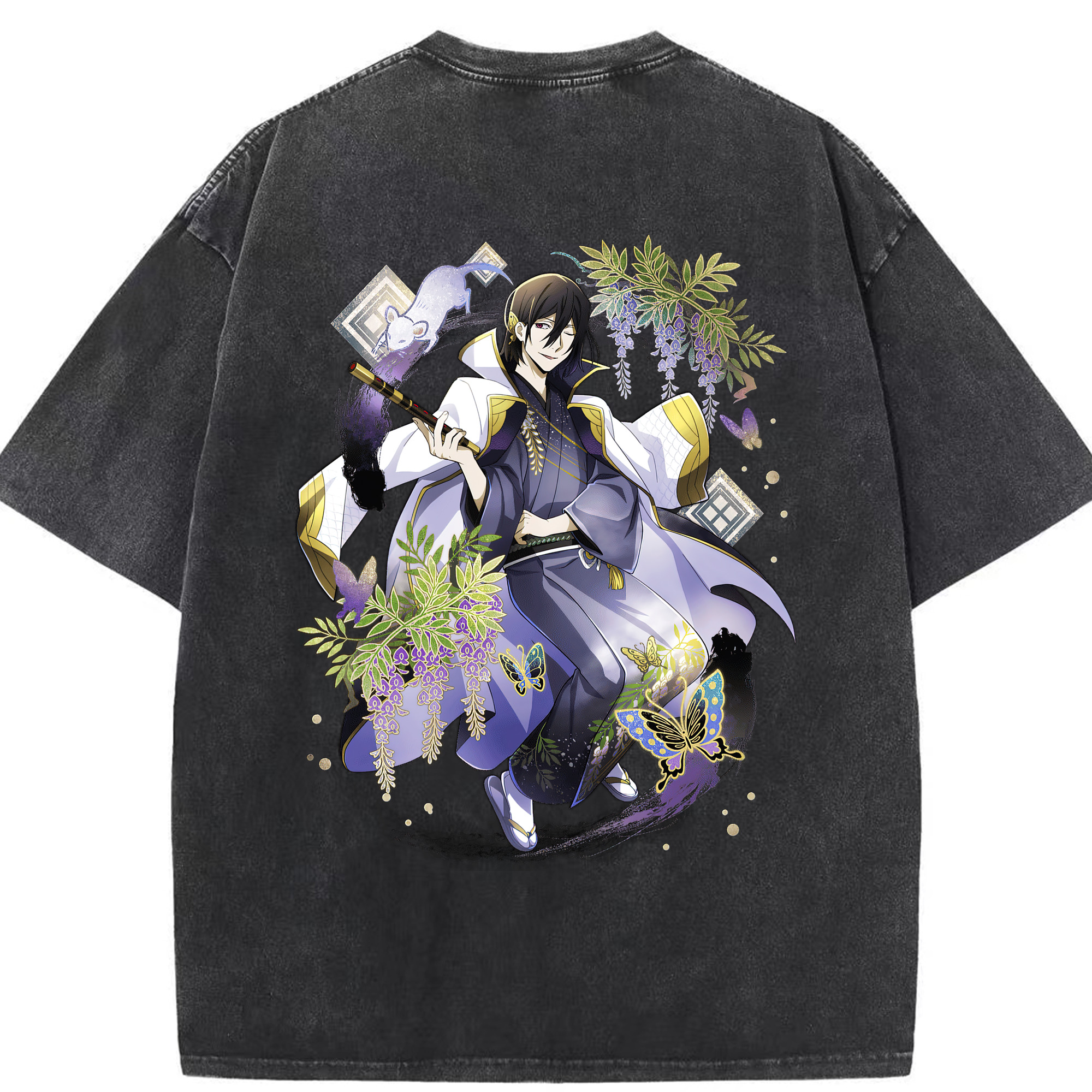 （画像用） 文豪ストレイドッグス Bungo Stray Dogs 綿100% ヴィンテージ風 半袖Tシャツ（背面プリント）