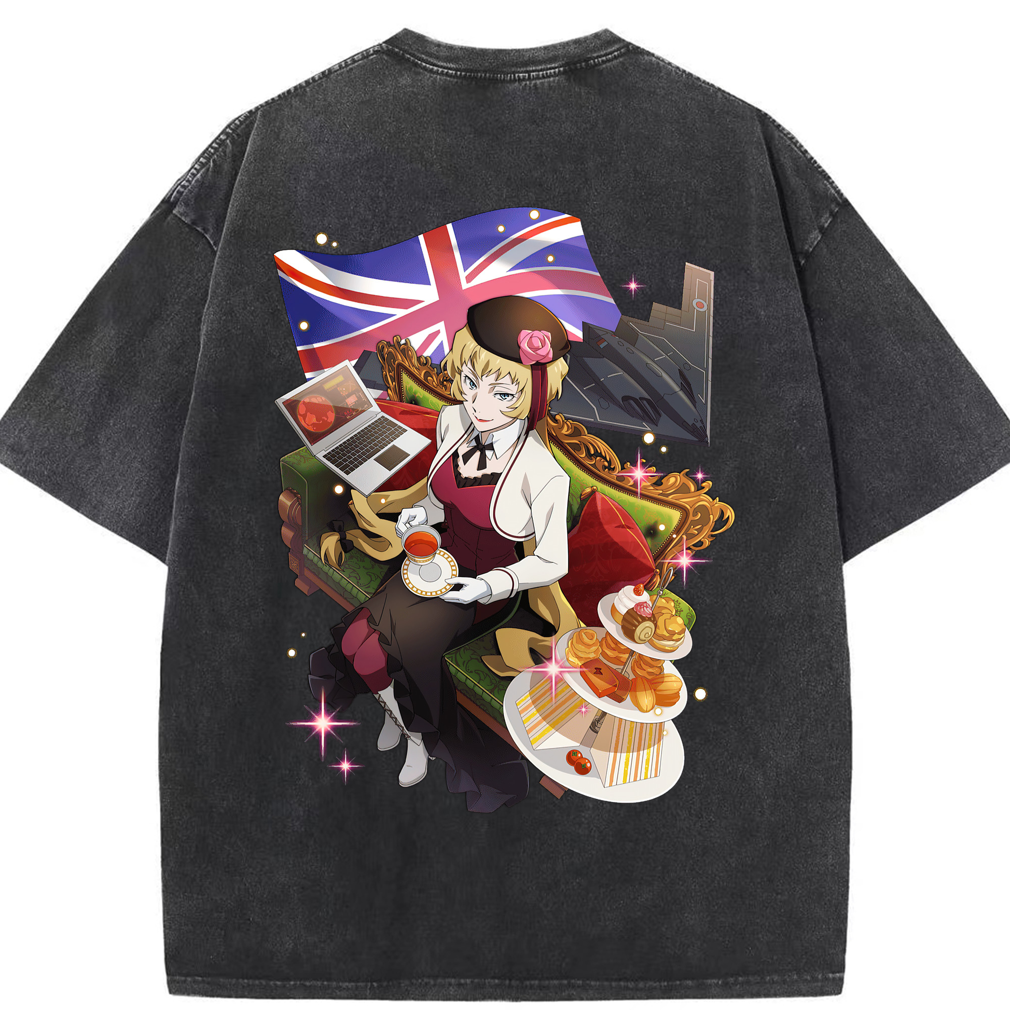 （画像用） 文豪ストレイドッグス Bungo Stray Dogs 綿100% ヴィンテージ風 半袖Tシャツ（背面プリント）