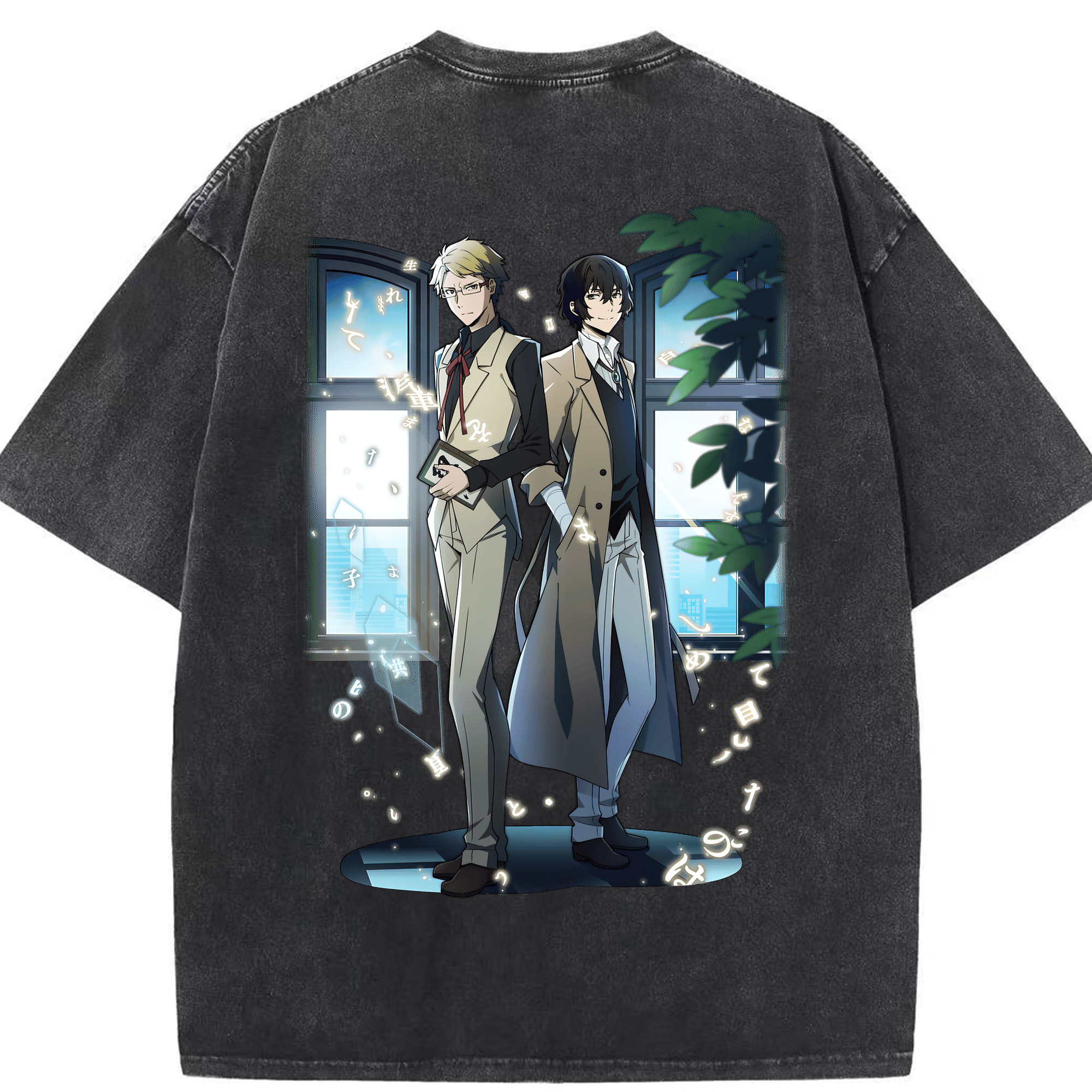 （画像用） 文豪ストレイドッグス Bungo Stray Dogs 綿100% ヴィンテージ風 半袖Tシャツ（背面プリント）