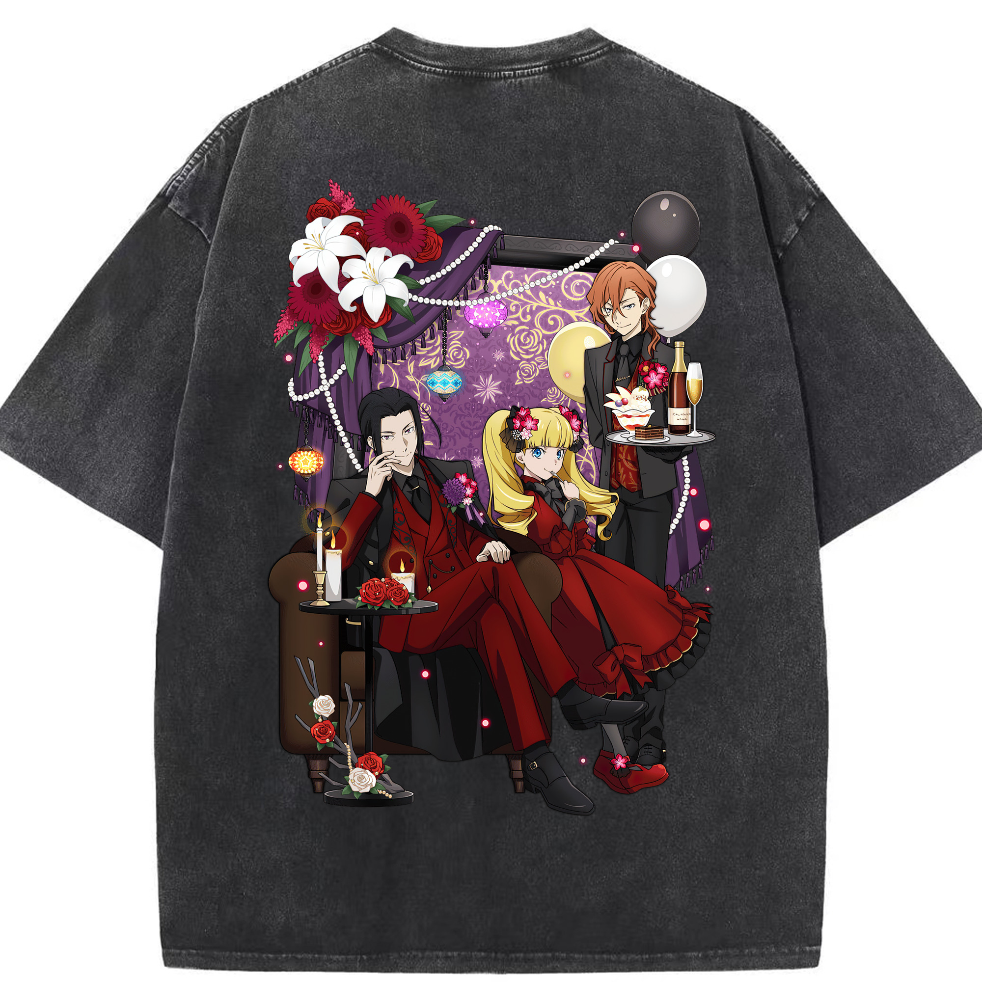 （画像用） 文豪ストレイドッグス Bungo Stray Dogs 綿100% ヴィンテージ風 半袖Tシャツ（背面プリント）