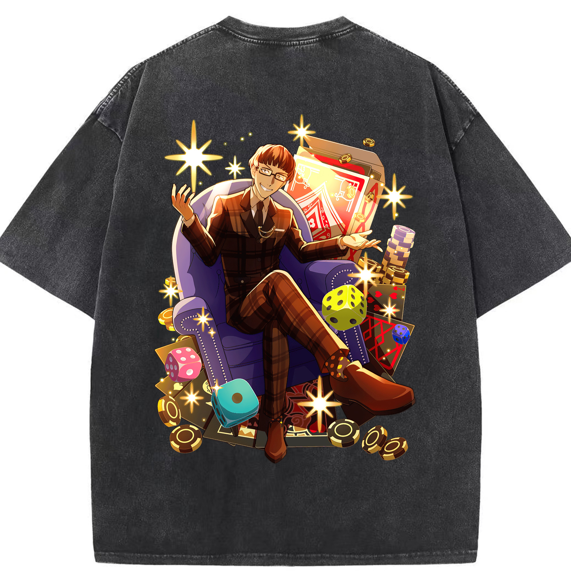 （画像用） 文豪ストレイドッグス Bungo Stray Dogs 綿100% ヴィンテージ風 半袖Tシャツ（背面プリント）