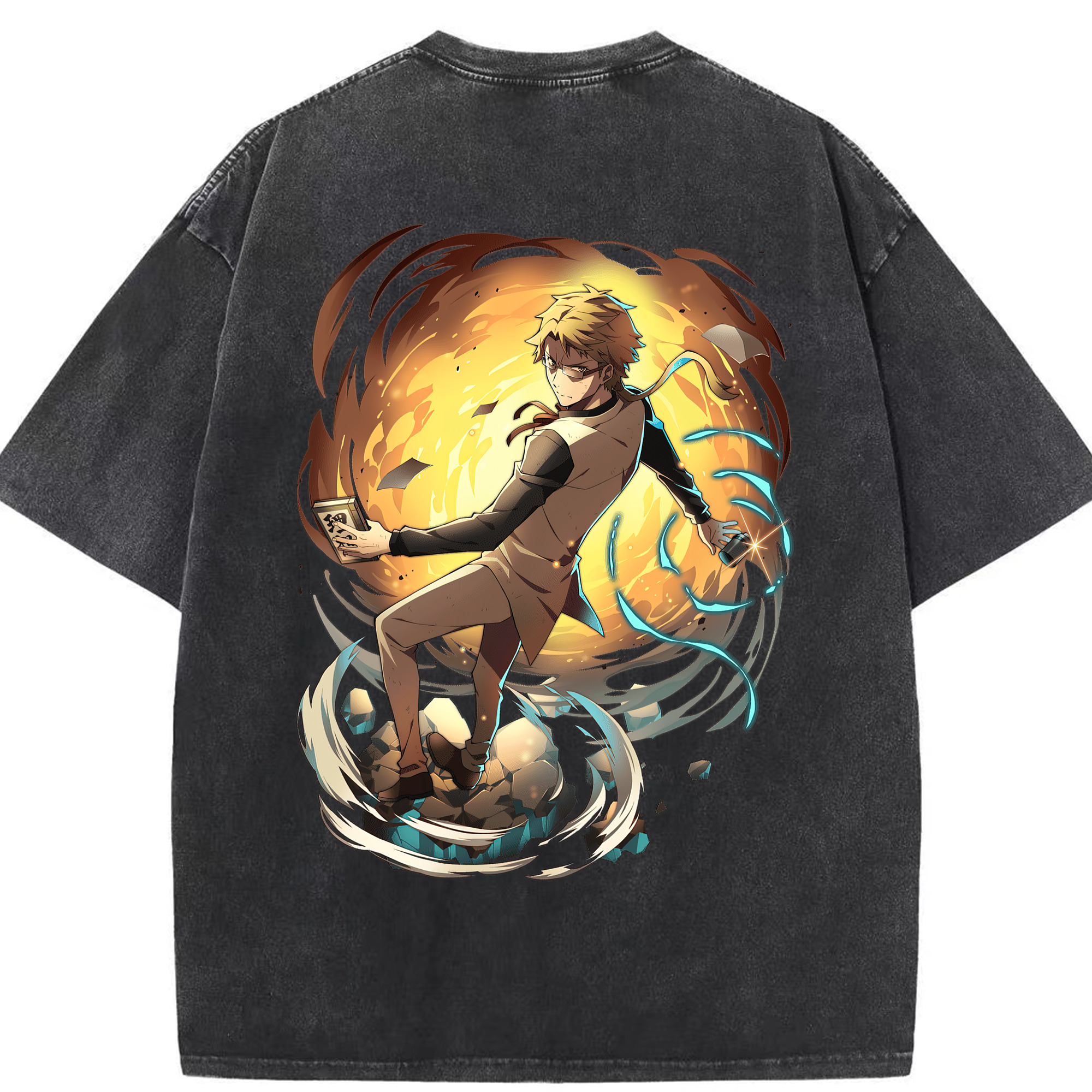 （画像用） 文豪ストレイドッグス Bungo Stray Dogs 綿100% ヴィンテージ風 半袖Tシャツ（背面プリント）