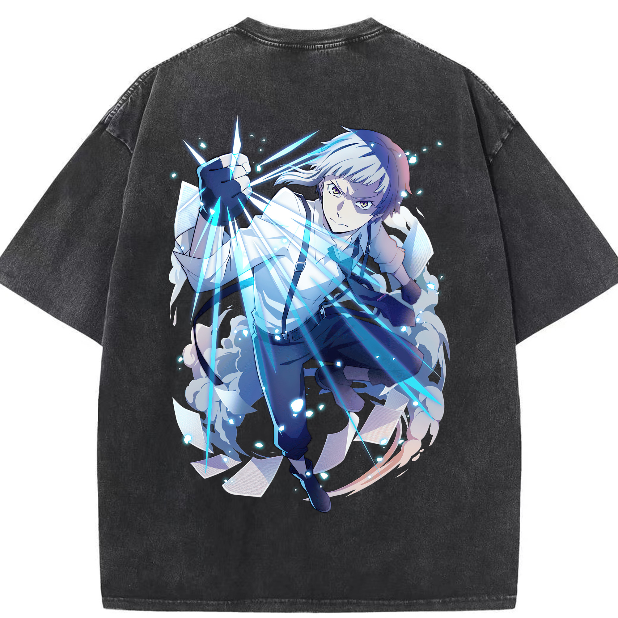 （画像用） 文豪ストレイドッグス Bungo Stray Dogs 綿100% ヴィンテージ風 半袖Tシャツ（背面プリント）
