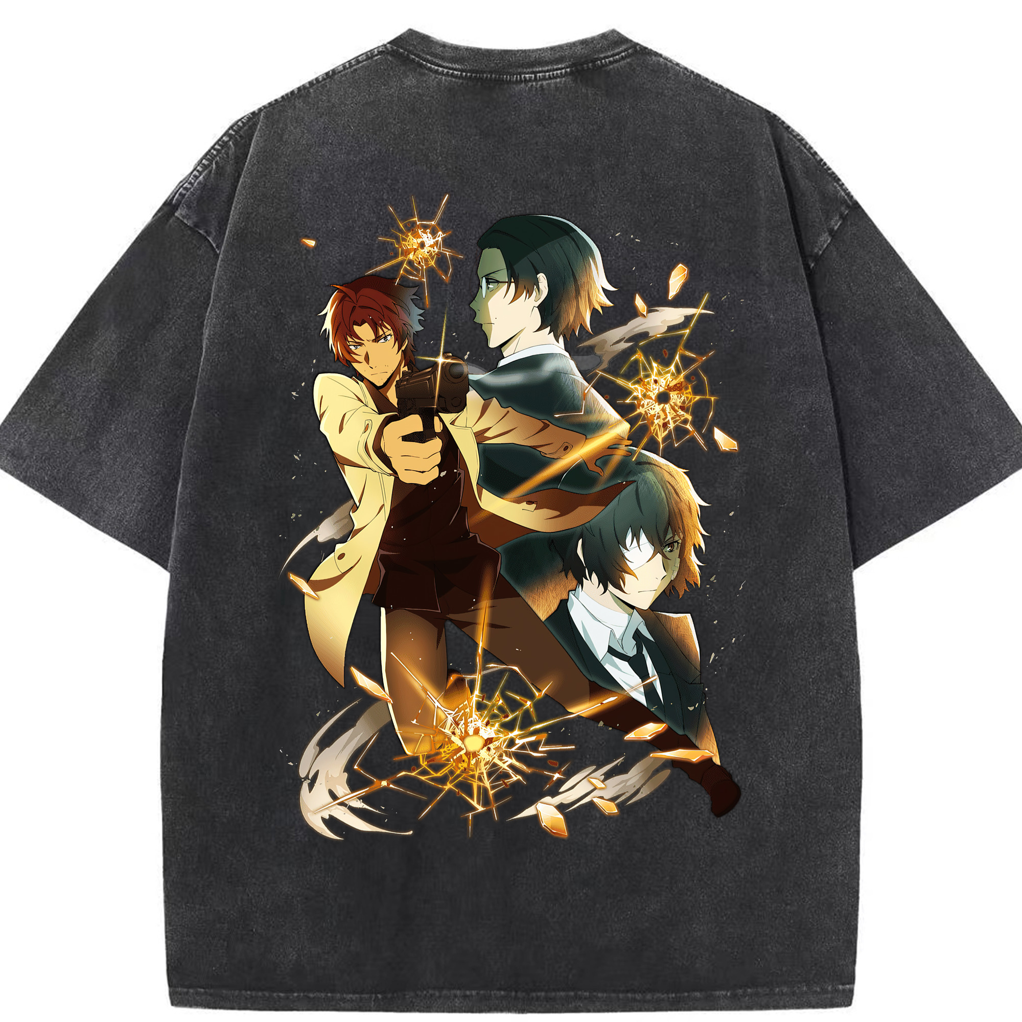 （画像用） 文豪ストレイドッグス Bungo Stray Dogs 綿100% ヴィンテージ風 半袖Tシャツ（背面プリント）