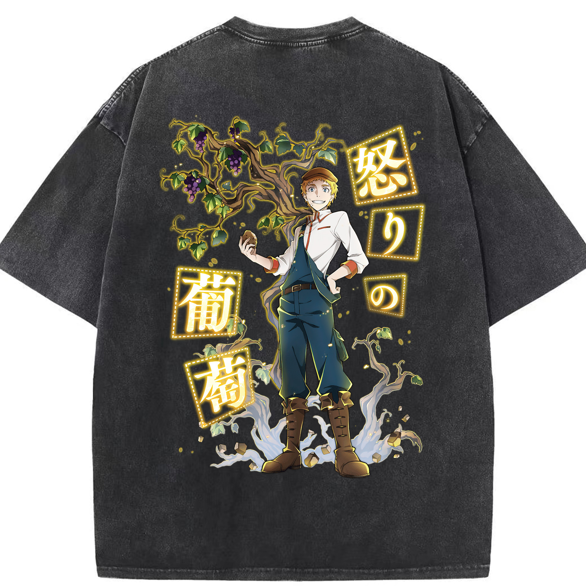 （画像用） 文豪ストレイドッグス Bungo Stray Dogs 綿100% ヴィンテージ風 半袖Tシャツ（背面プリント）