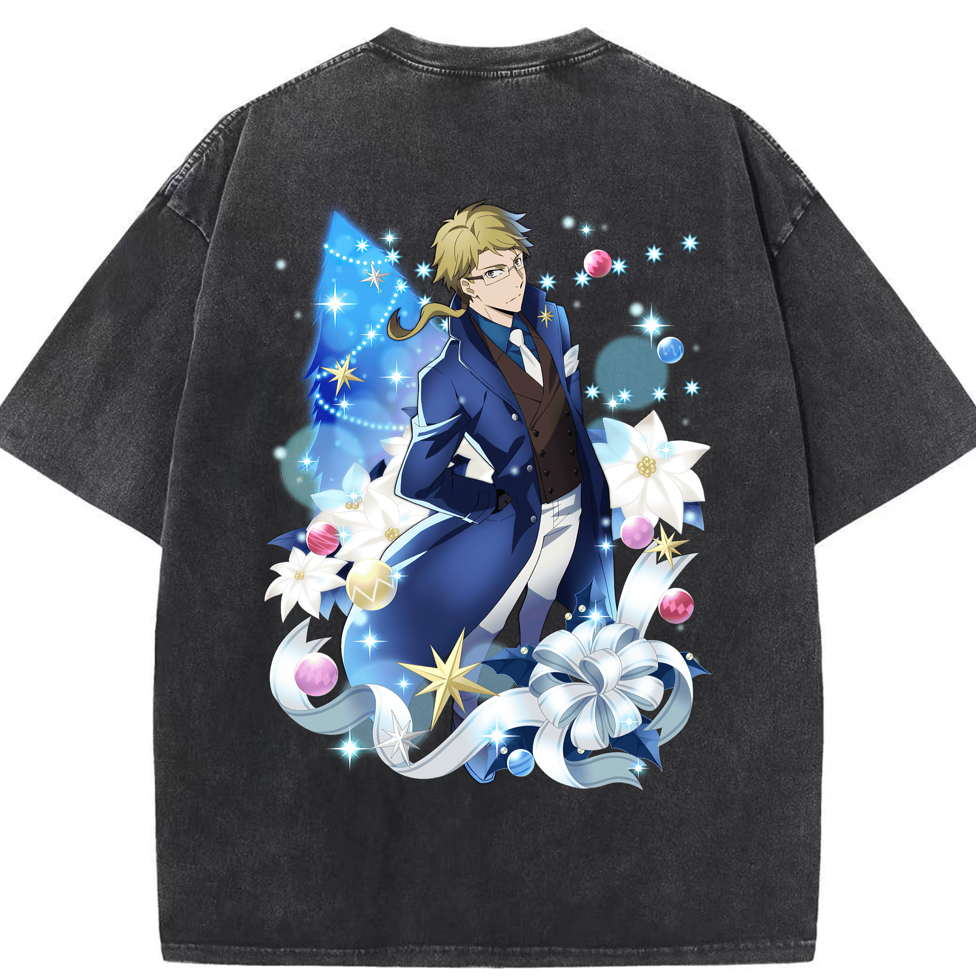 （画像用） 文豪ストレイドッグス Bungo Stray Dogs 綿100% ヴィンテージ風 半袖Tシャツ（背面プリント）